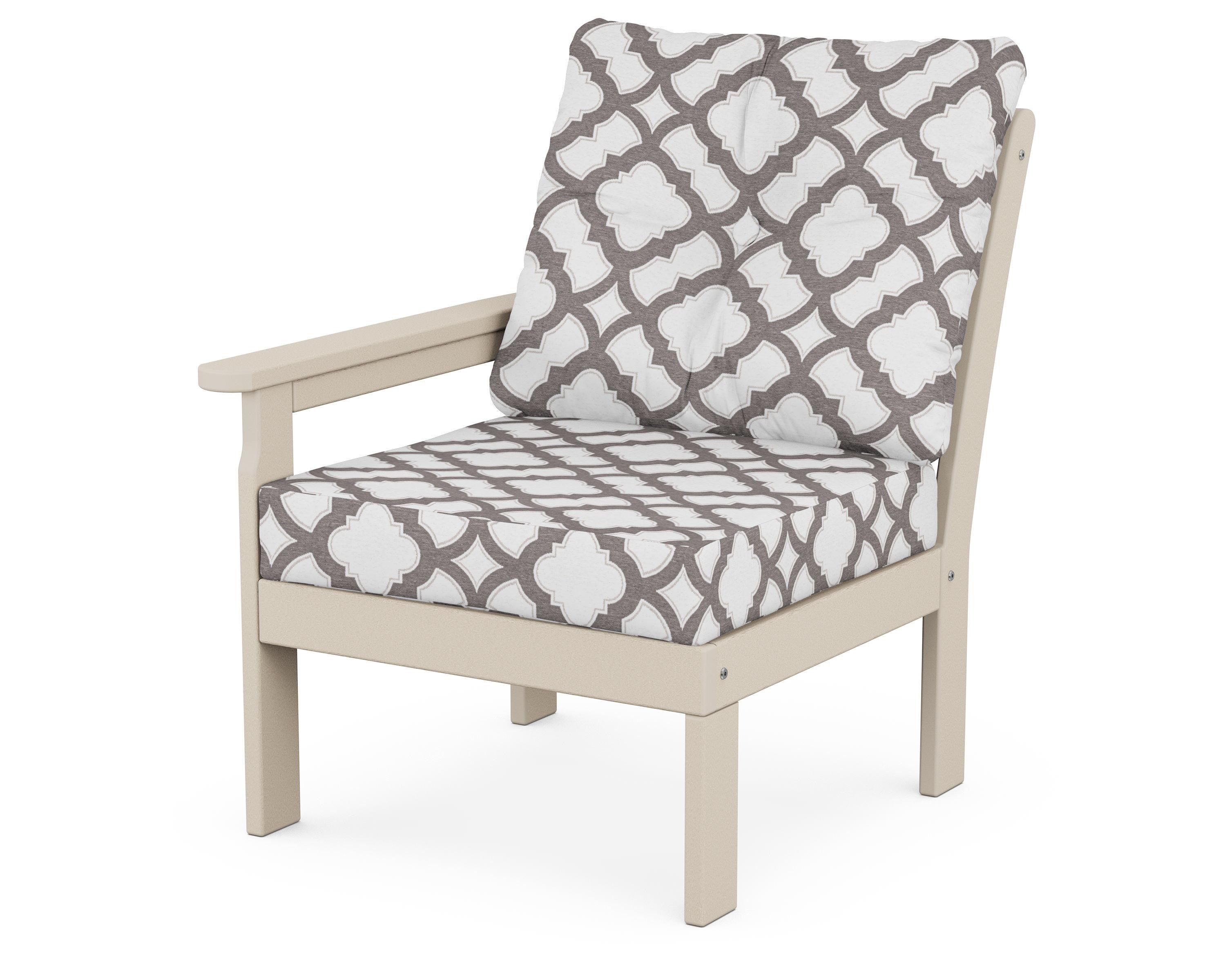 POLYWOOD® Vineyard Modular Left Arm Chair in Sand / Trellis Grey Mist