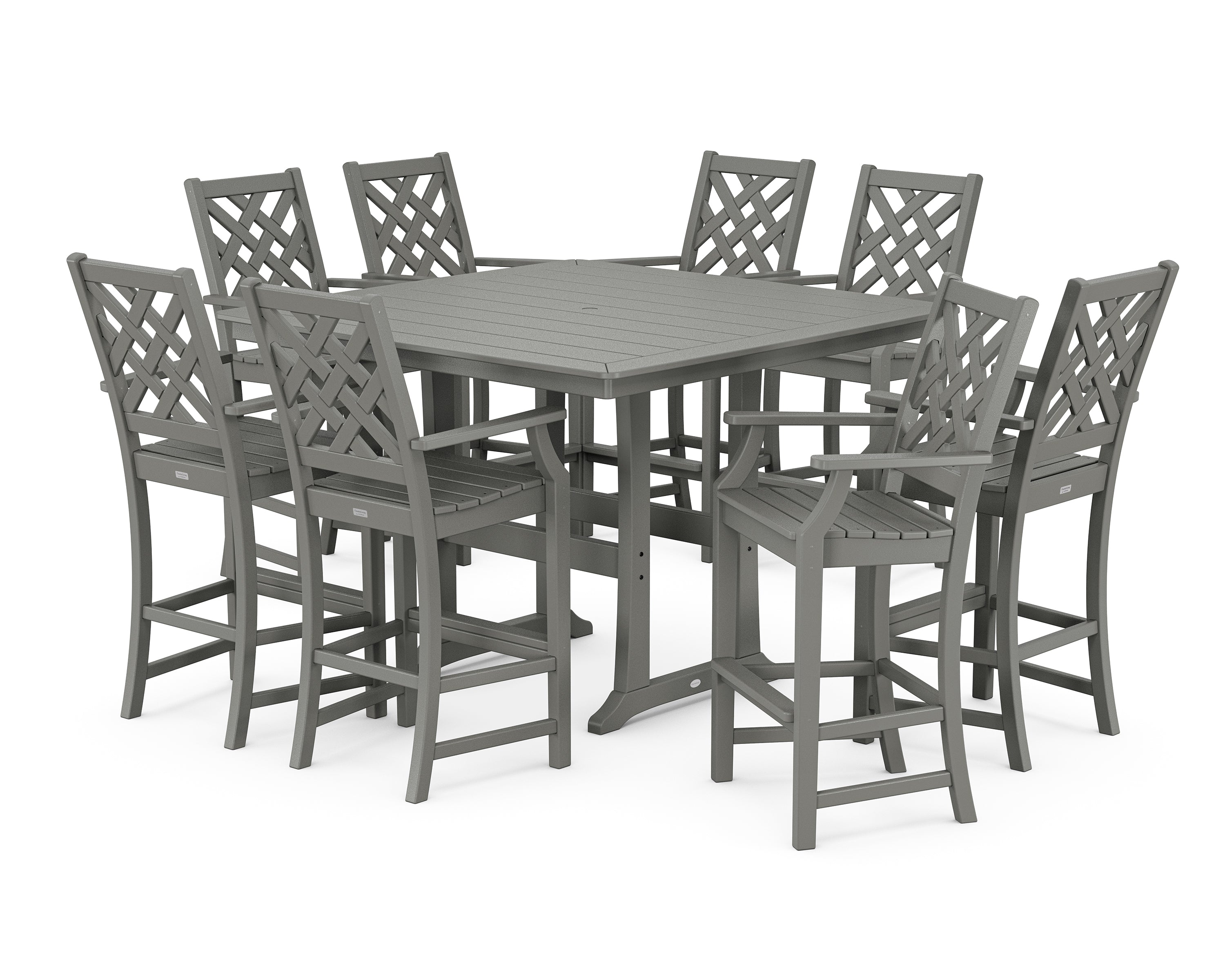 Country Living Wovendale 9-Piece Square Bar Set with Trestle Legs in Slate Grey