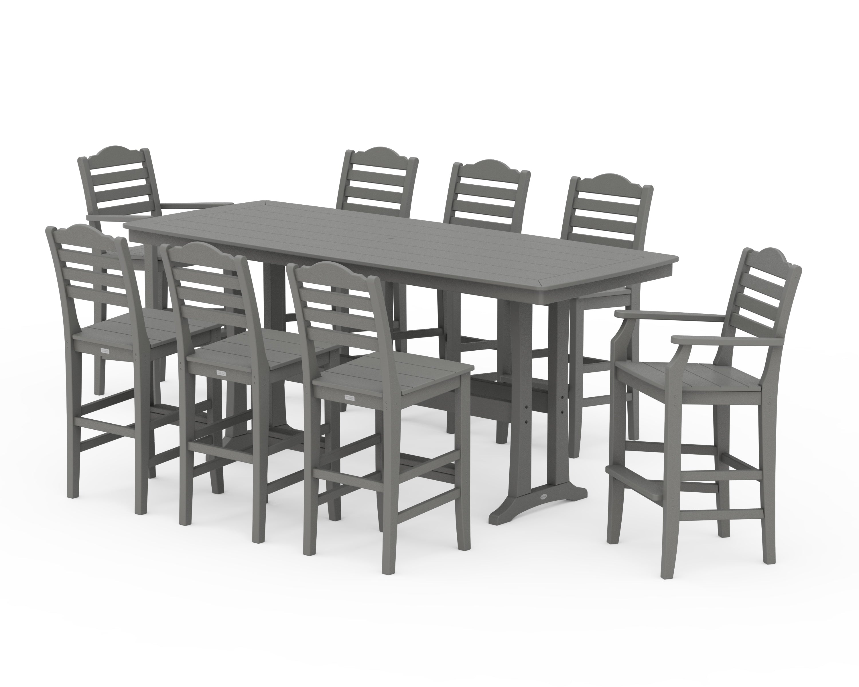 Draper James™ by POLYWOOD® Savannah 9-Piece Bar Set with Trestle Legs in Slate Grey
