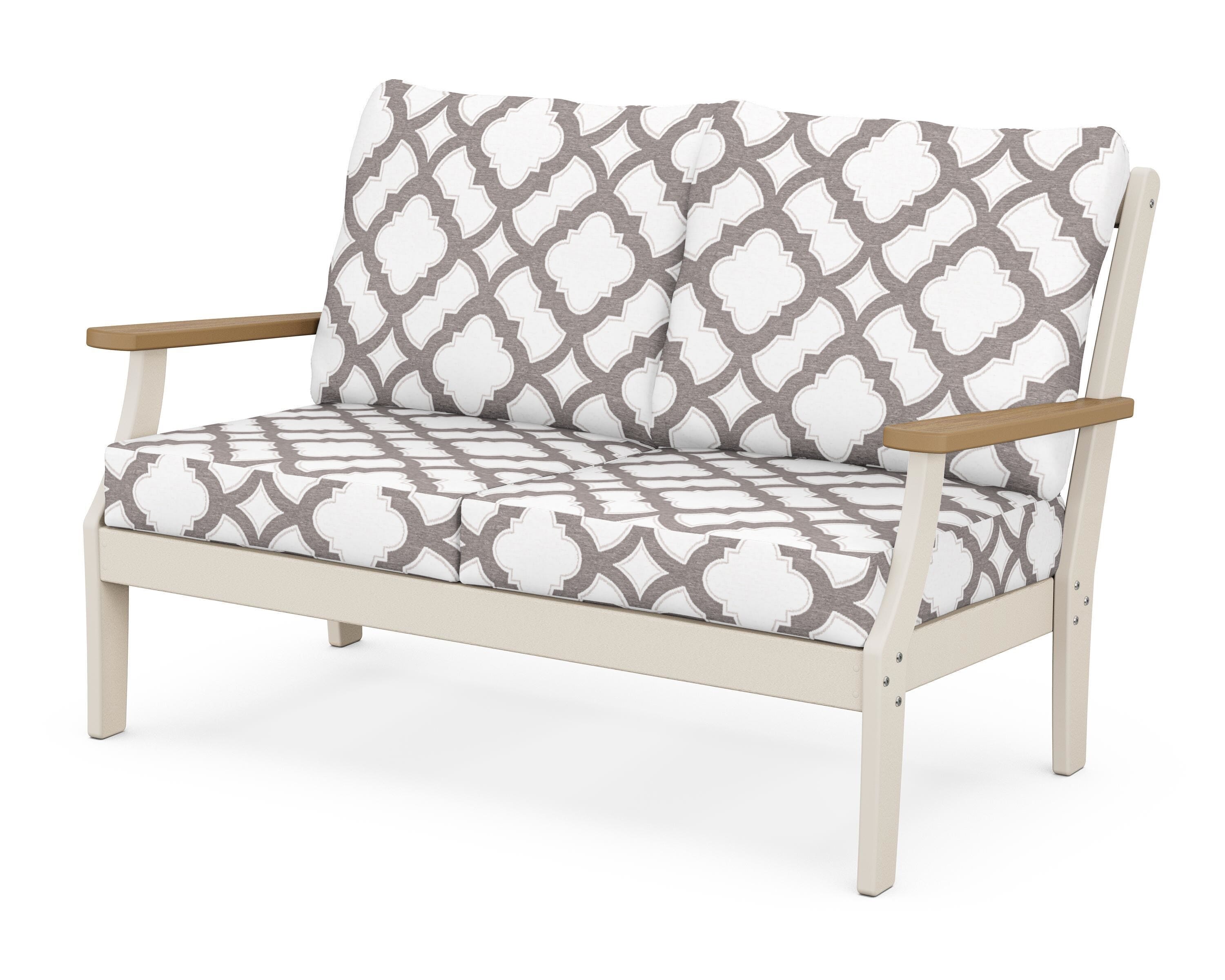 POLYWOOD® Braxton Deep Seating Loveseat in Sand / Natural / Trellis Grey Mist