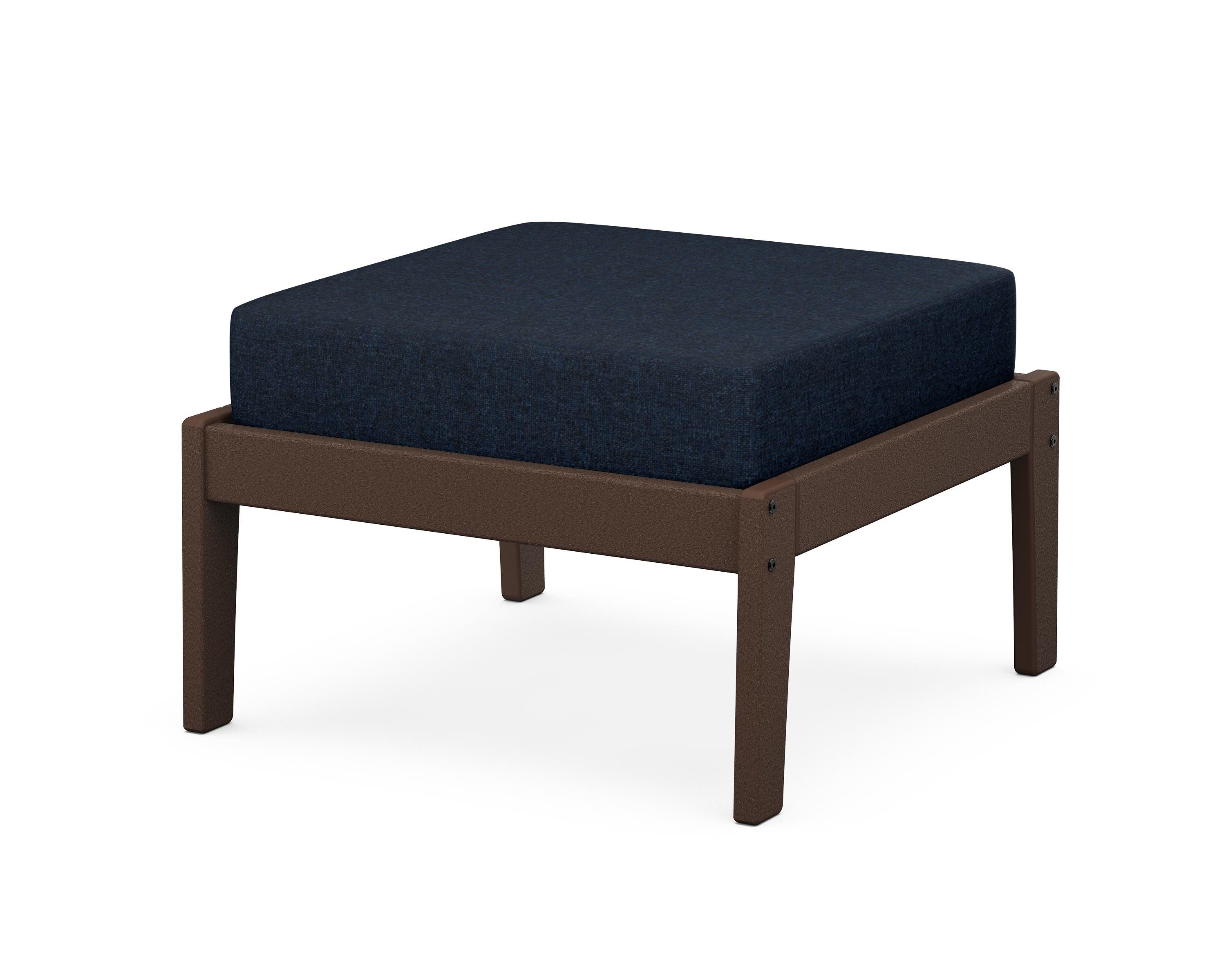 Unbranded Deep Seating Ottoman in Mahogany / Marine Indigo