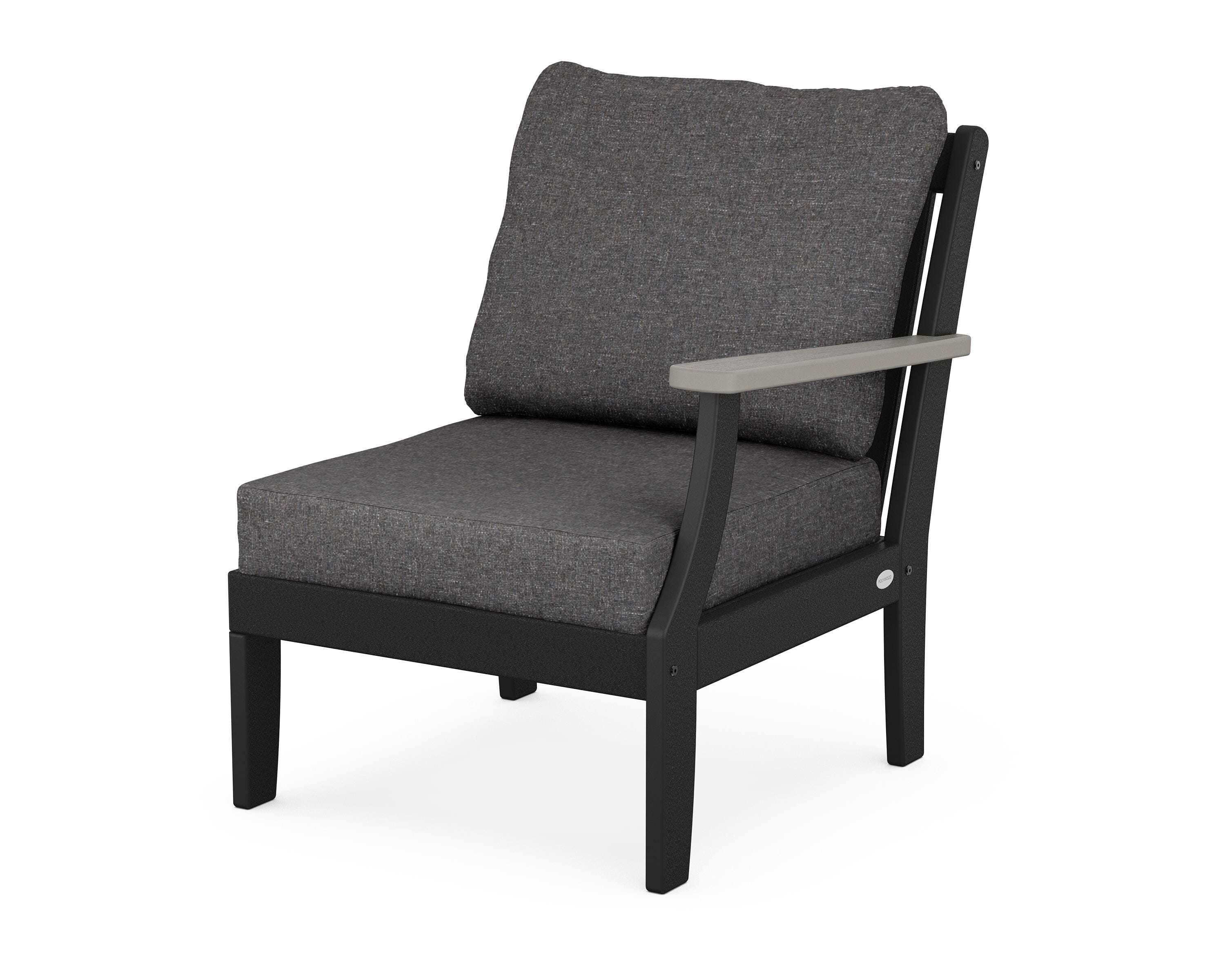 POLYWOOD® Braxton Modular Right Arm Chair in Black / Driftwood / Ash Charcoal