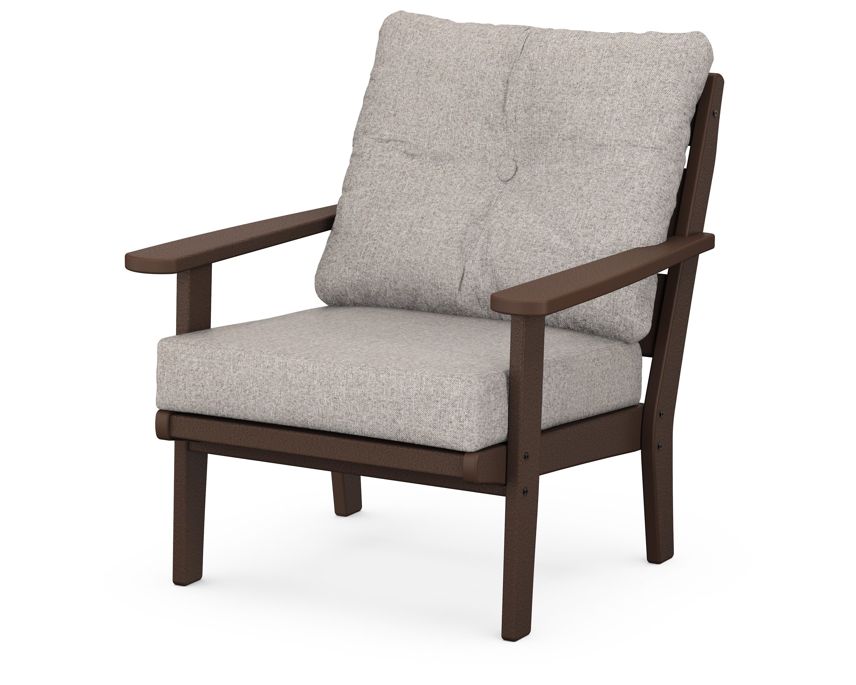 POLYWOOD® Lakeside Deep Seating Chair in Mahogany / Weathered Tweed