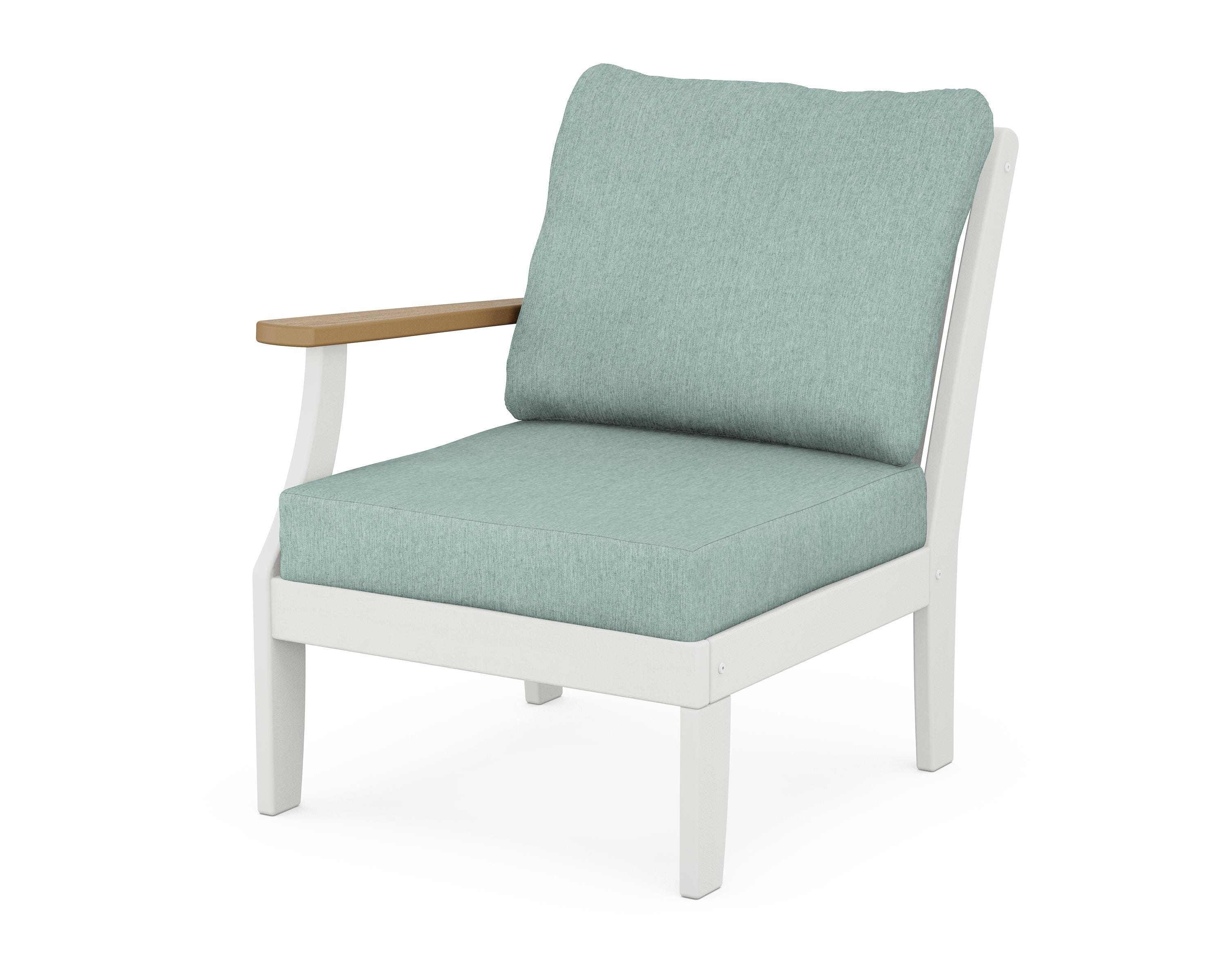 POLYWOOD® Braxton Modular Left Arm Chair in White / Natural / Glacier Spa