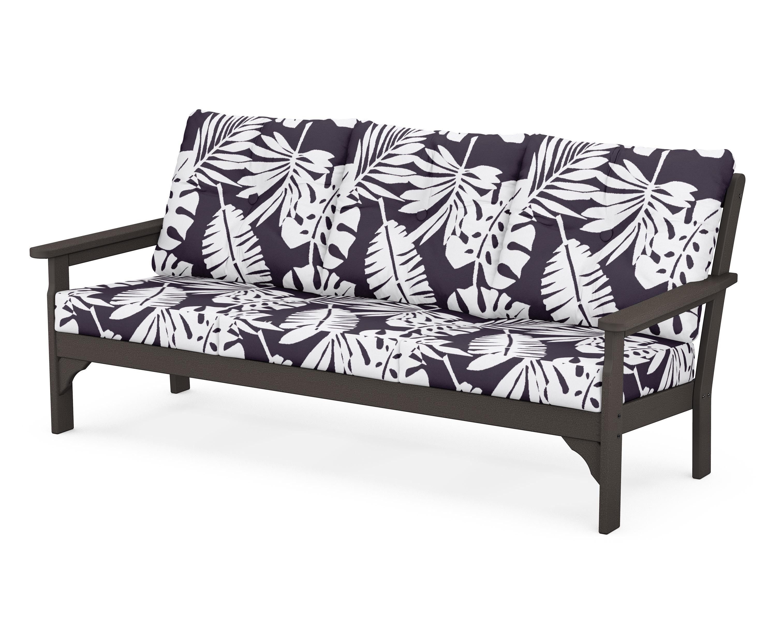 POLYWOOD® Vineyard Deep Seating Sofa in Vintage Coffee / Leaf Navy