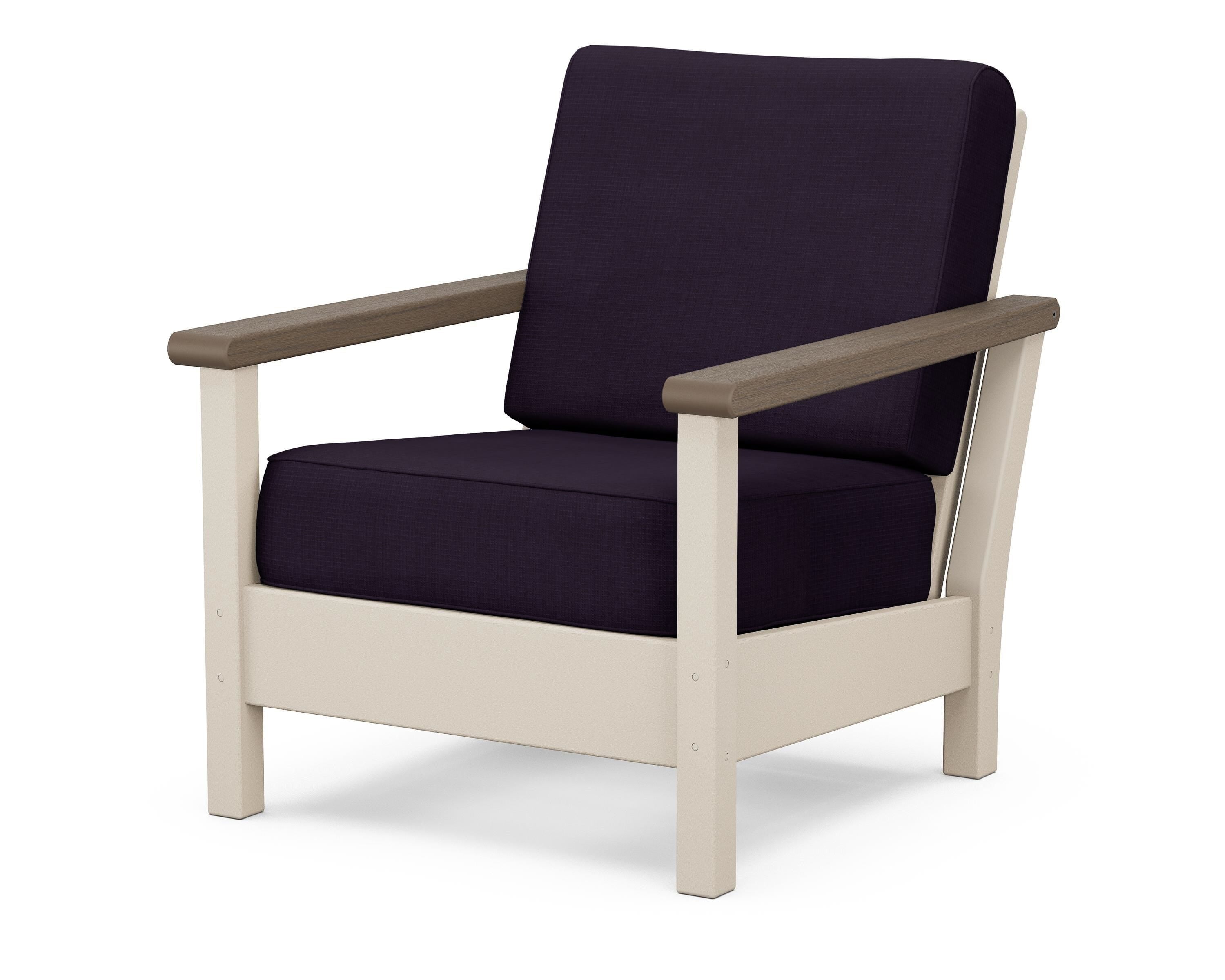 POLYWOOD® Harbour Deep Seating Chair in Sand / Kona / Navy Linen