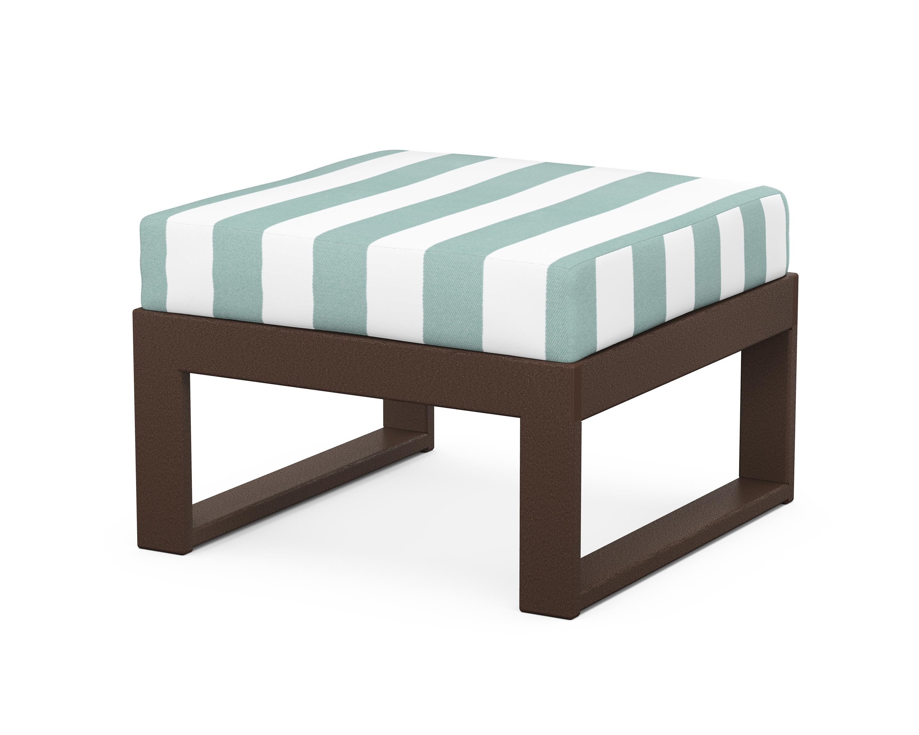 Unbranded Modular Ottoman - Modern in Mahogany / Cabana Stripe Glacier Spa
