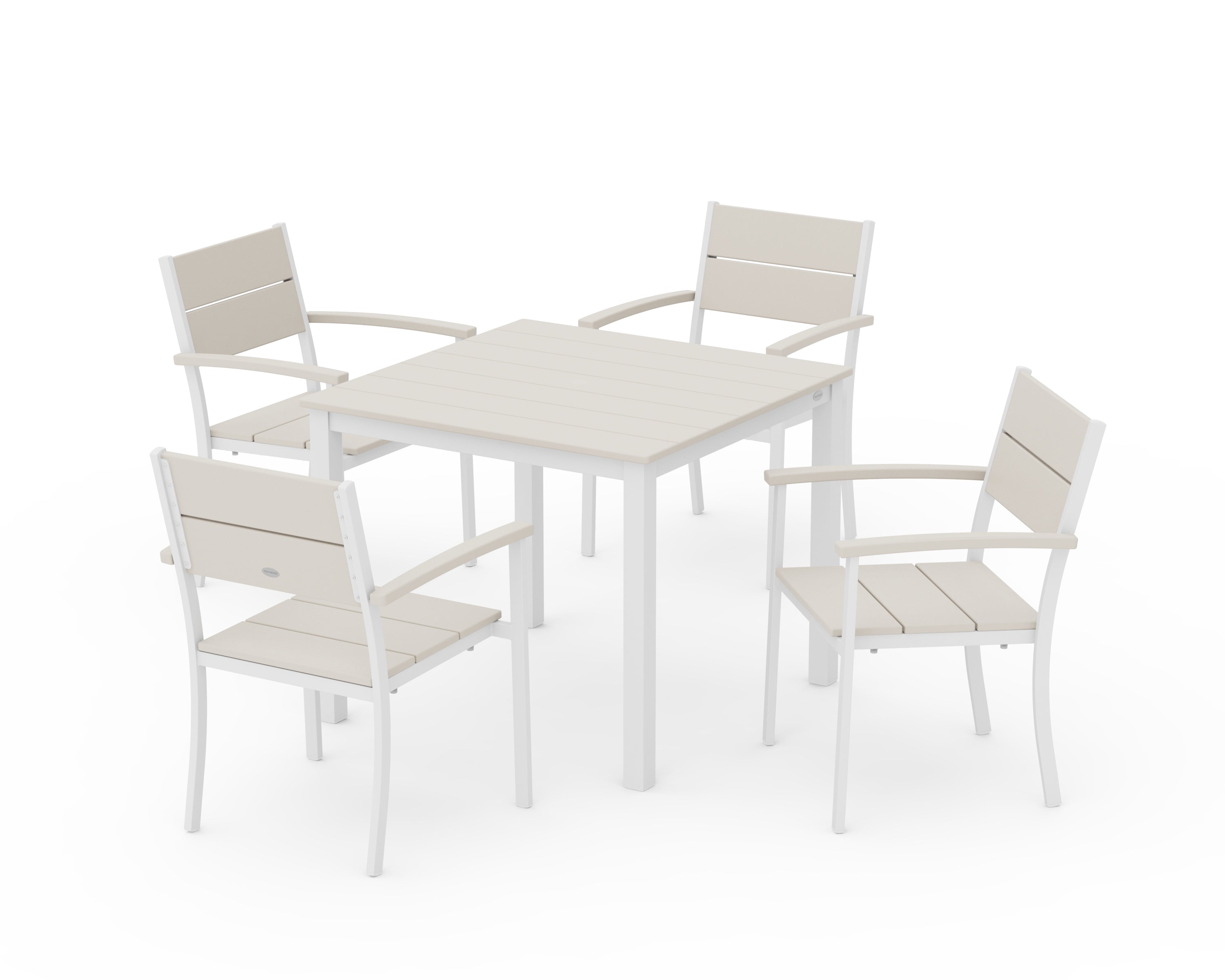 POLYWOOD® Main Street 5-Piece Dining Set in White / Sand