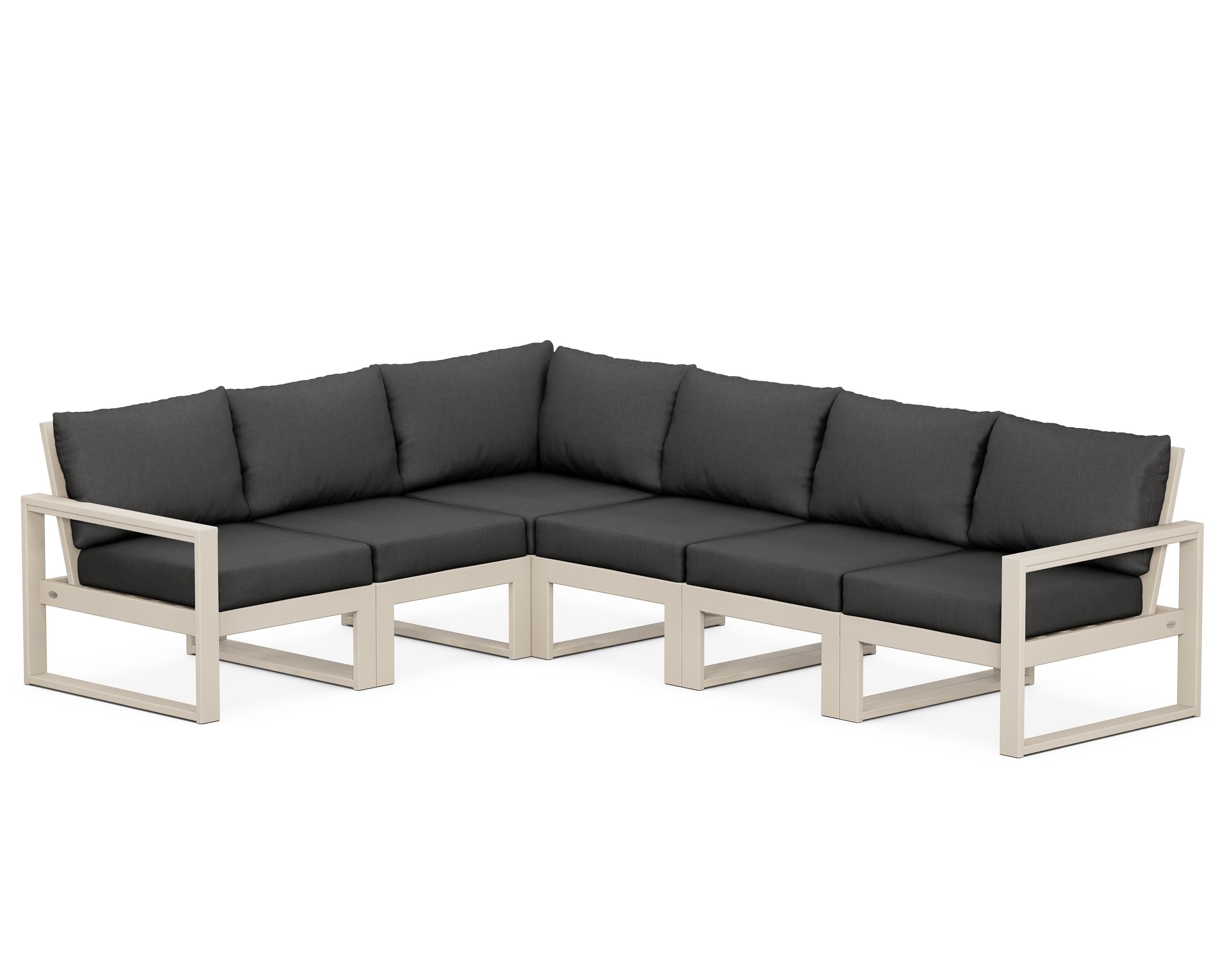POLYWOOD® EDGE 6-Piece Modular Deep Seating Set in Sand / Spectrum Carbon