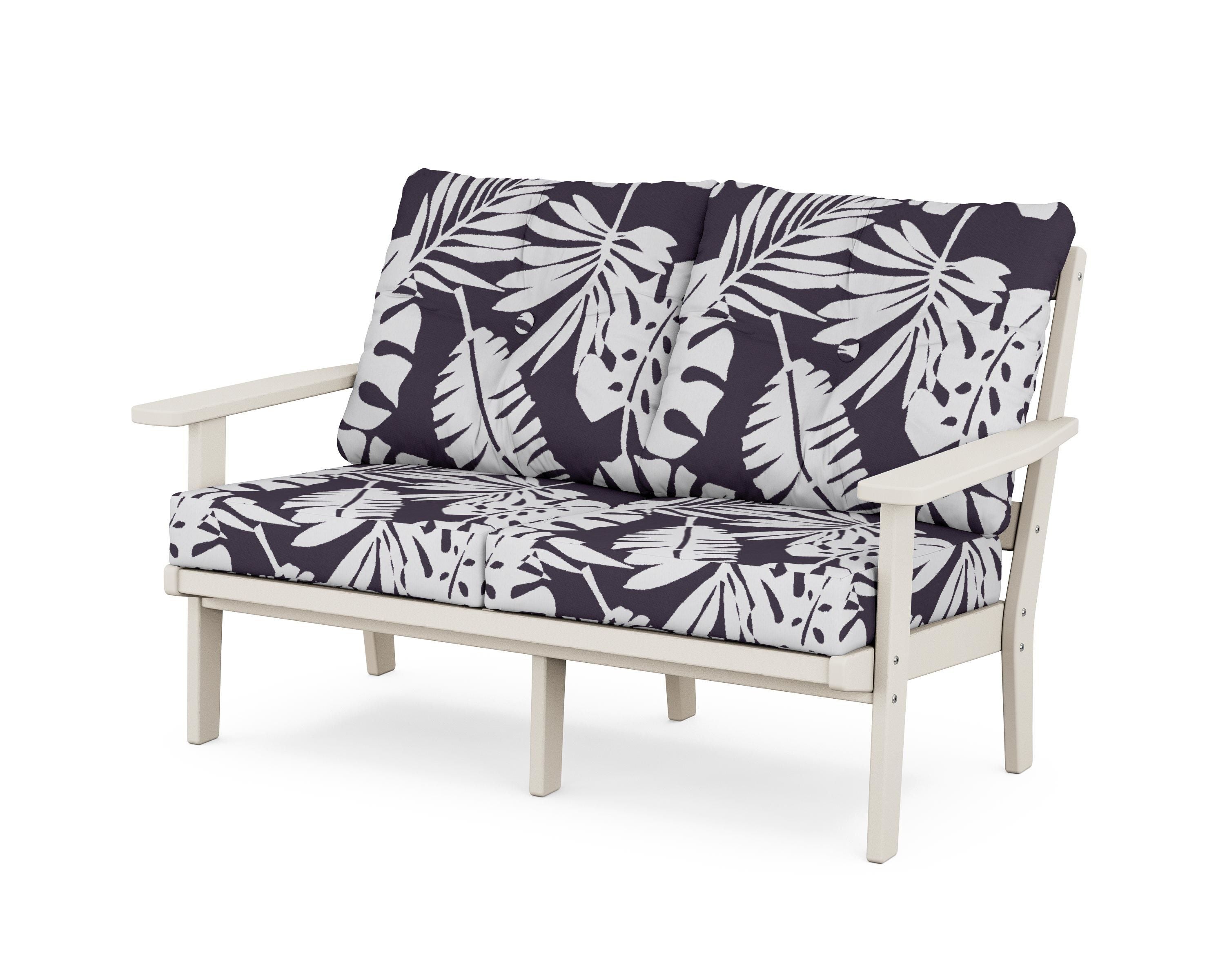 POLYWOOD® Oxford Deep Seating Loveseat in Sand / Leaf Navy