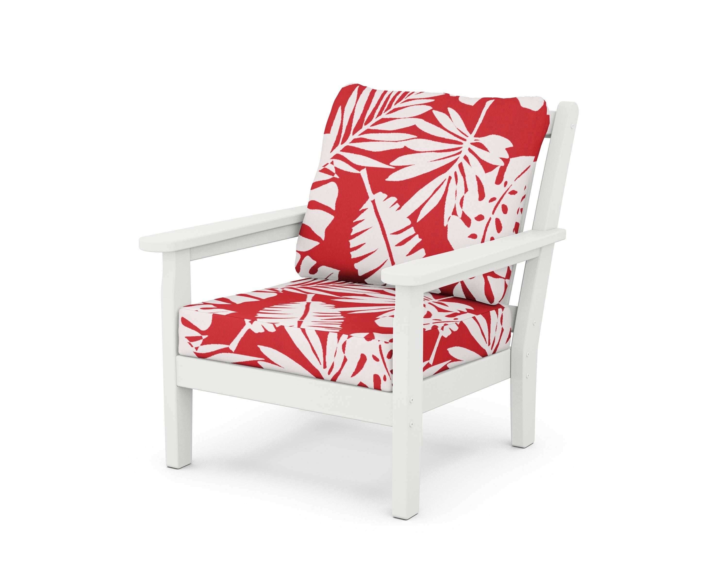 POLYWOOD® Chippendale Deep Seating Chair in White / Leaf Crimson