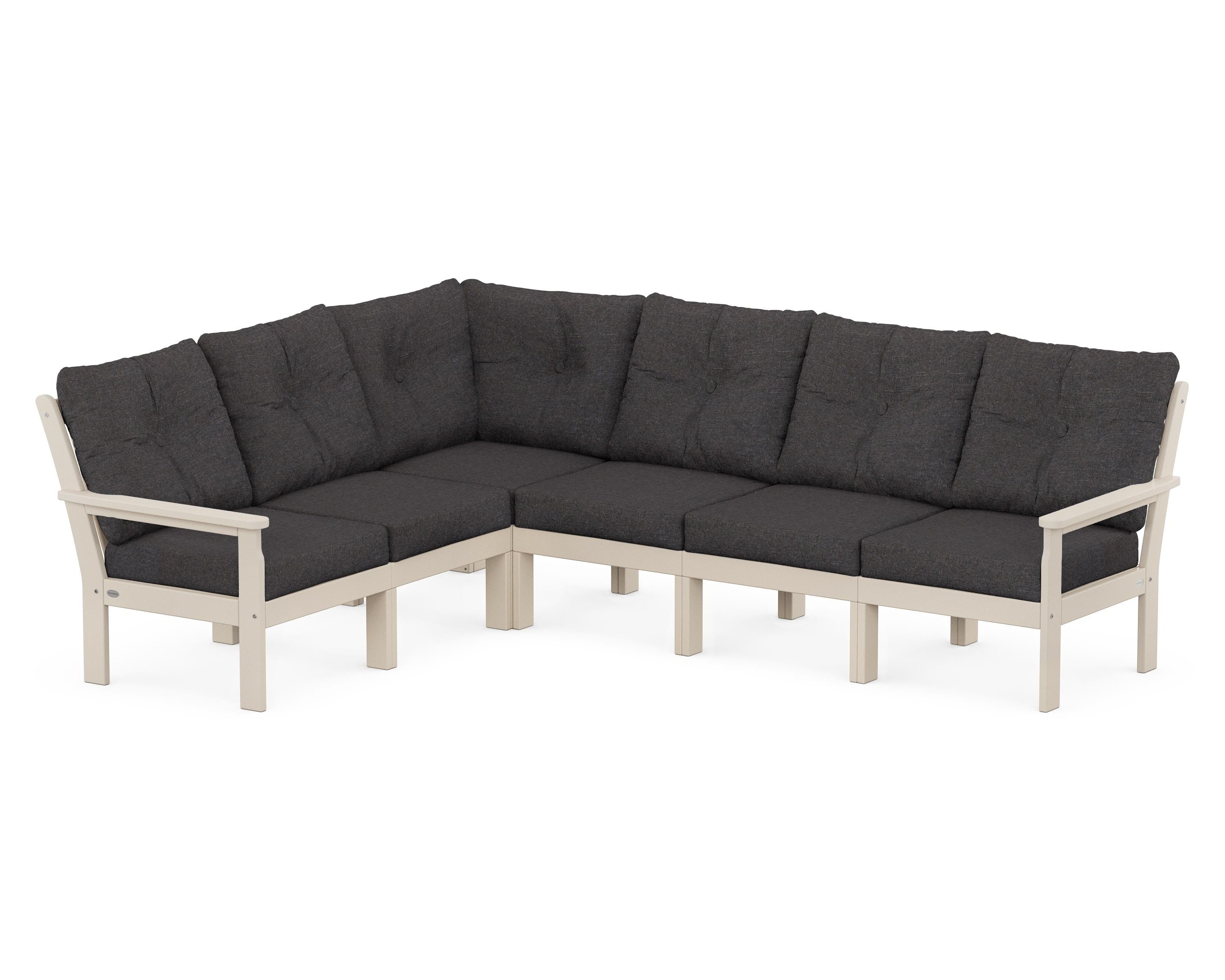 POLYWOOD® Vineyard 6-Piece Sectional in Sand / Ash Charcoal