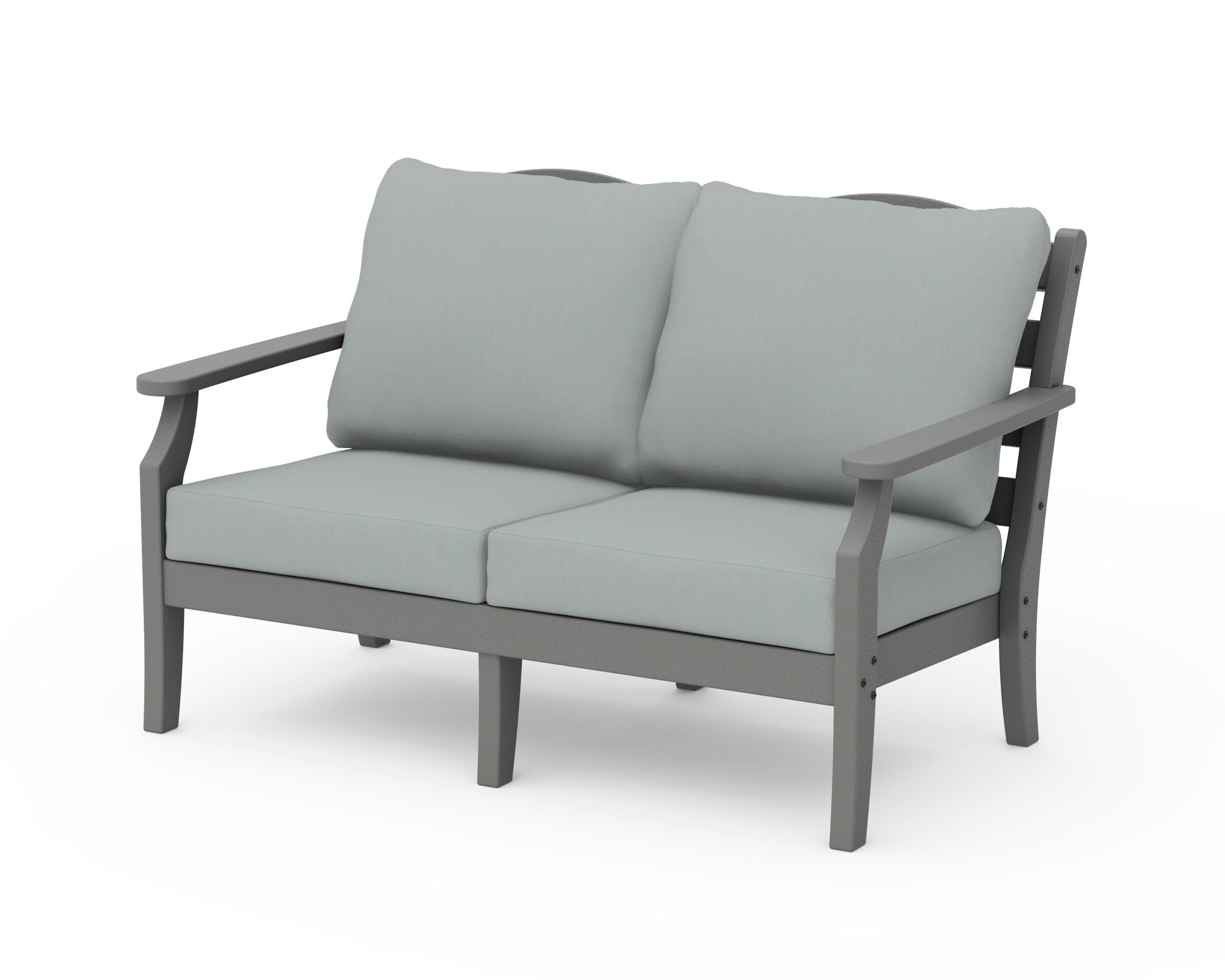 Draper James™ by POLYWOOD® Savannah Deep Seating Loveseat in Slate Grey / Spa