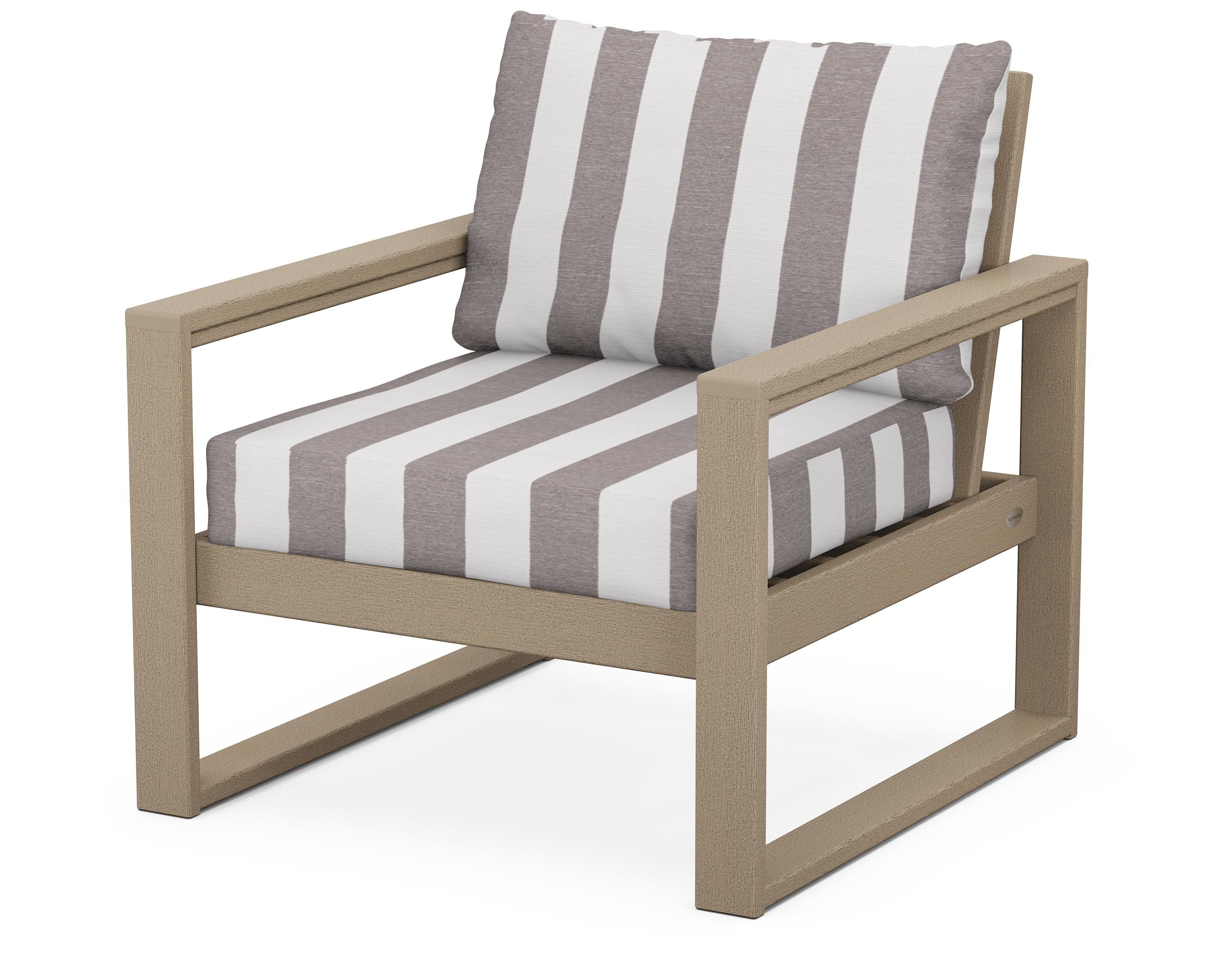 POLYWOOD® EDGE Club Chair in Vintage Sahara / Cabana Stripe Grey Mist