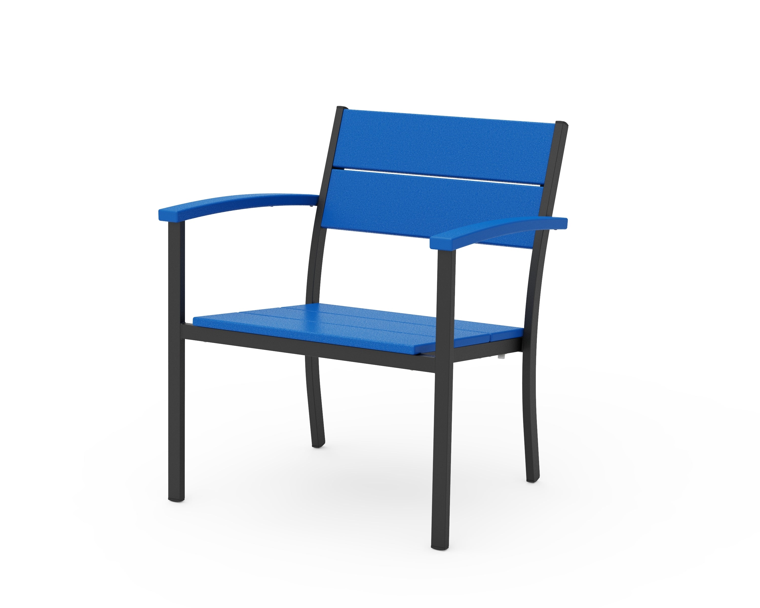 POLYWOOD® Main Street Stacking Lounge Arm Chair in Black / Pacific Blue