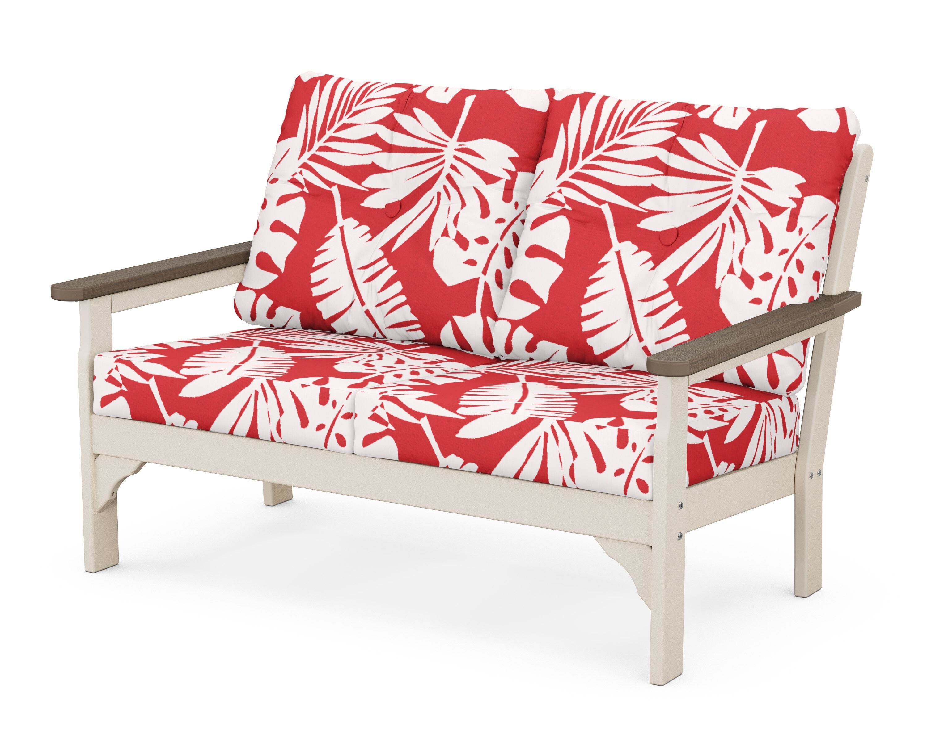 POLYWOOD® Vineyard Deep Seating Loveseat in Sand / Kona / Leaf Crimson