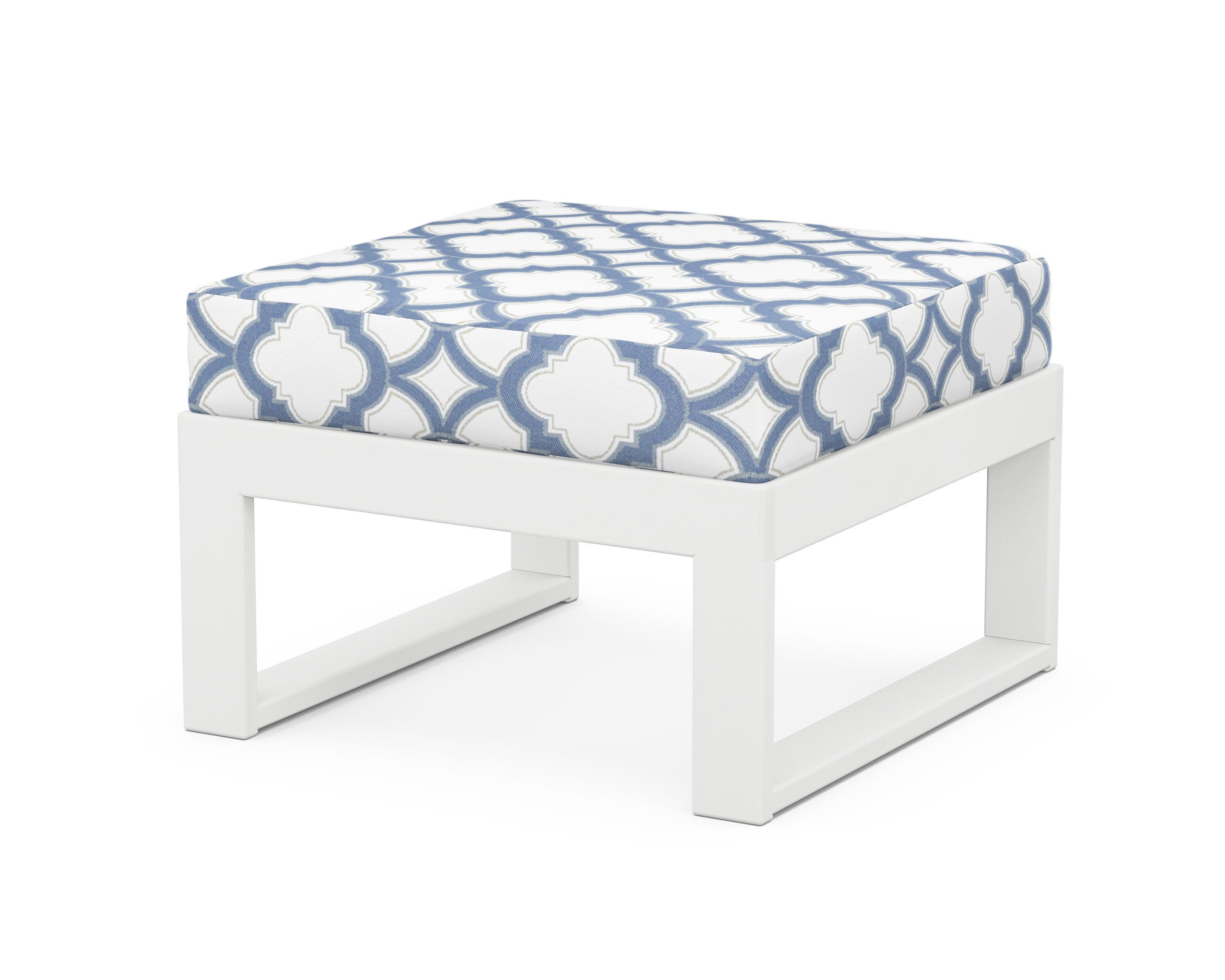 Unbranded Modular Ottoman - Modern in White / Trellis Sky Blue
