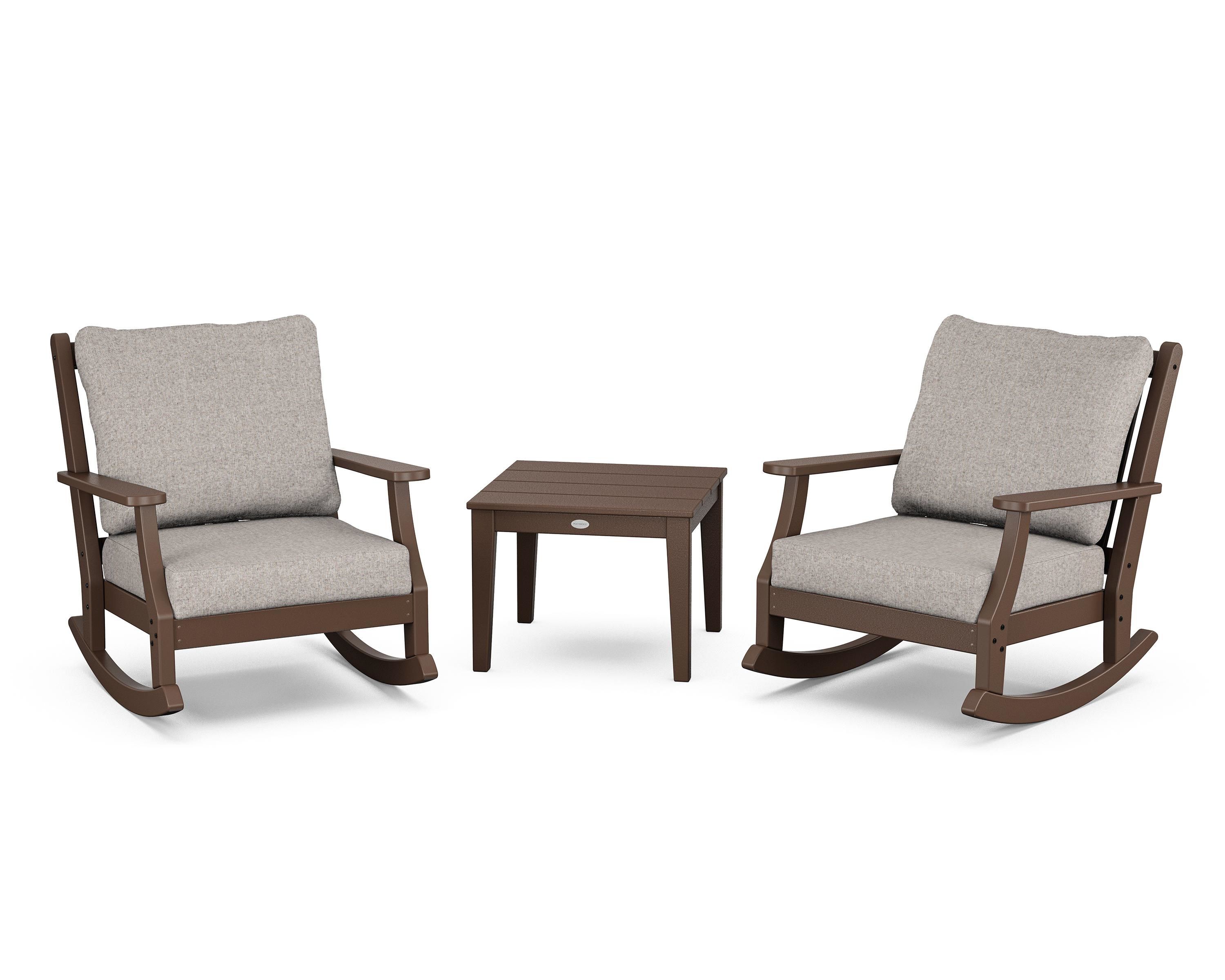 Country Living Wovendale 3-Piece Deep Seating Rocker Set in Mahogany / Weathered Tweed