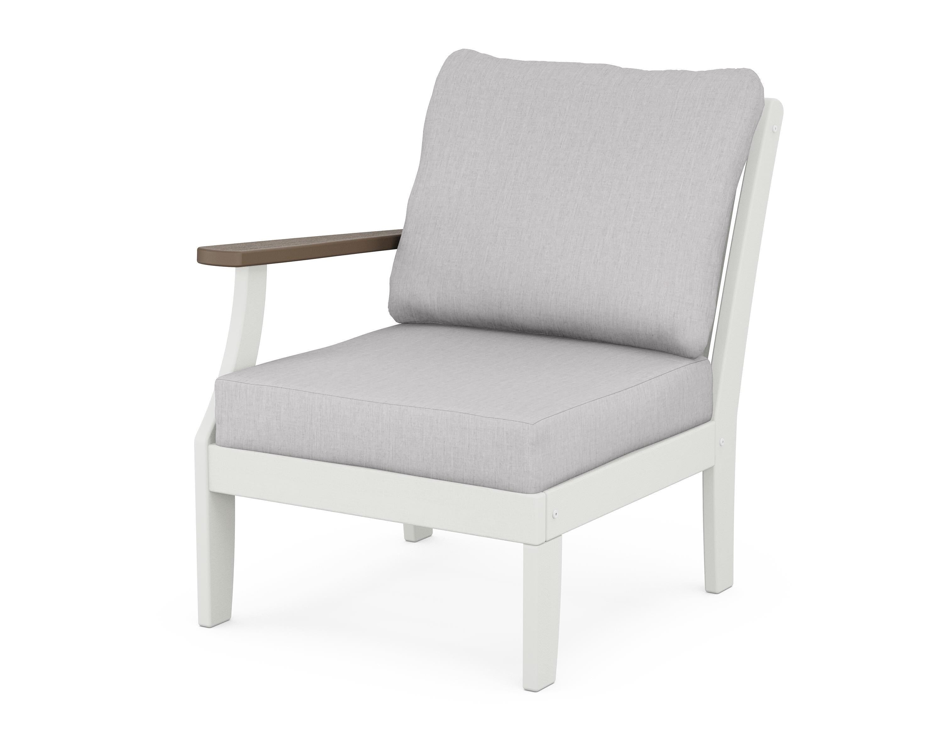 POLYWOOD® Braxton Modular Left Arm Chair in White / Kona / Granite