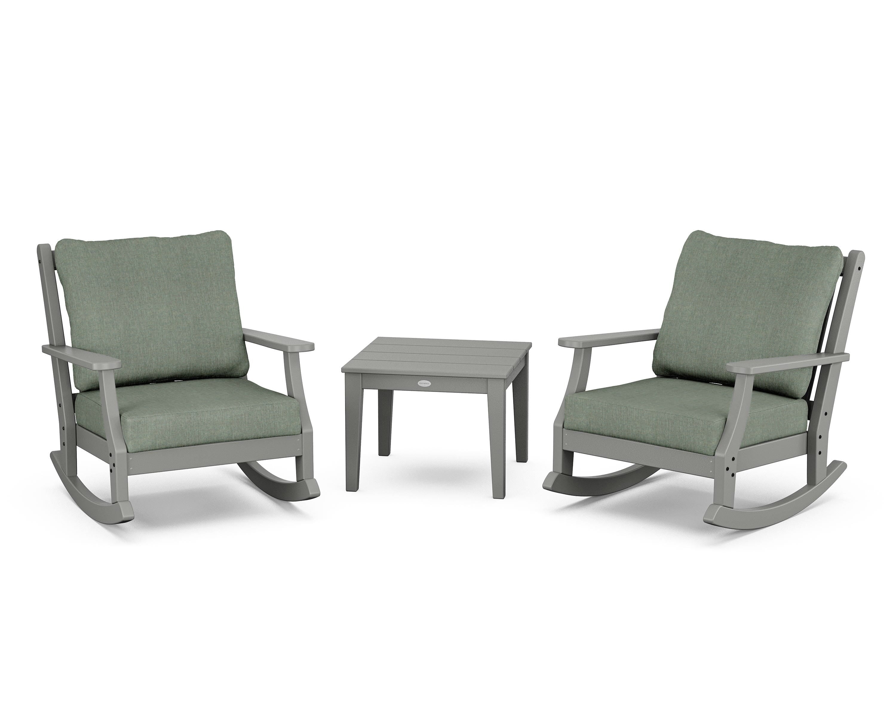 Country Living Wovendale 3-Piece Deep Seating Rocker Set in Slate Grey / Cast Sage