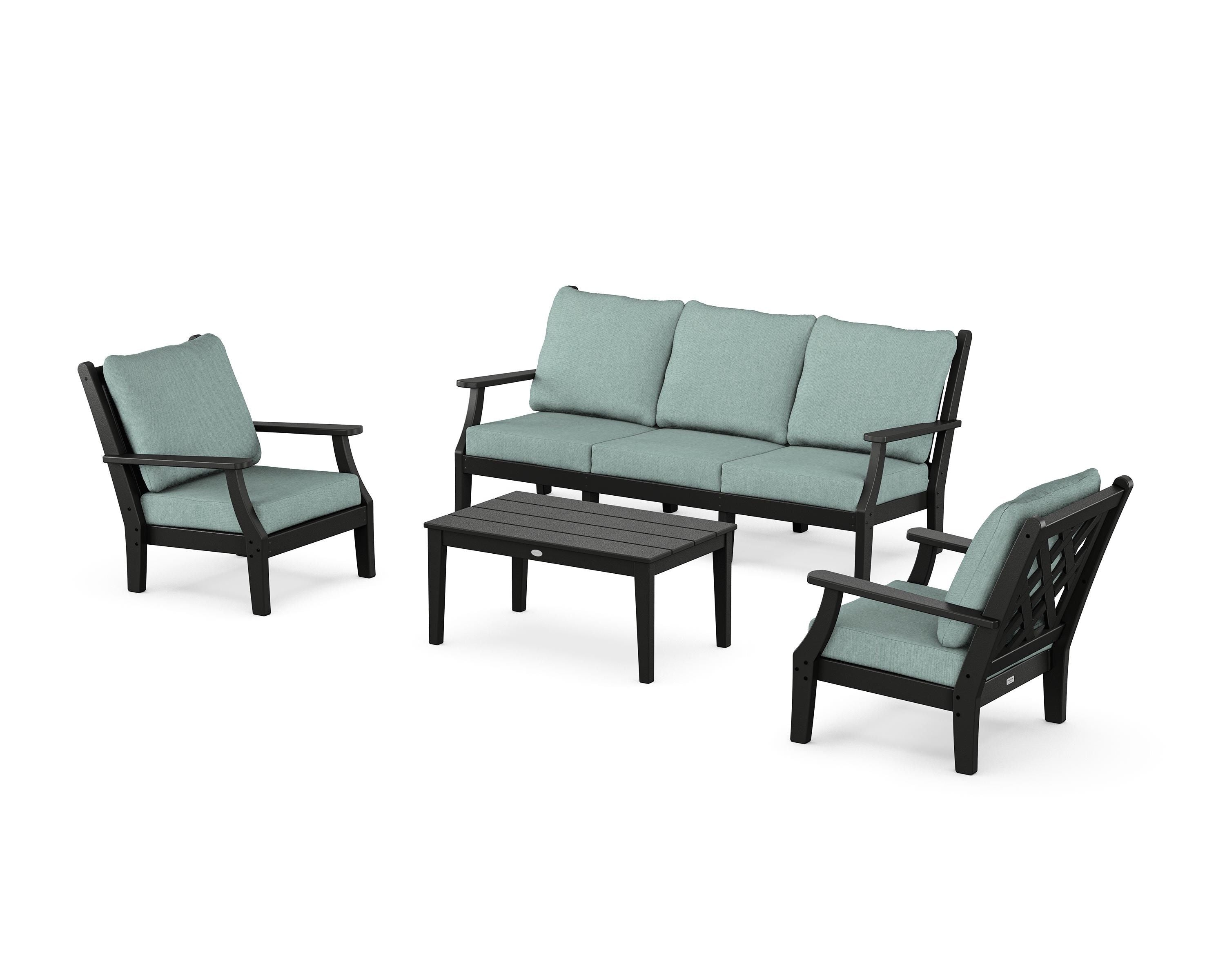Country Living Wovendale 4-Piece Deep Seating Set with Sofa in Black / Glacier Spa