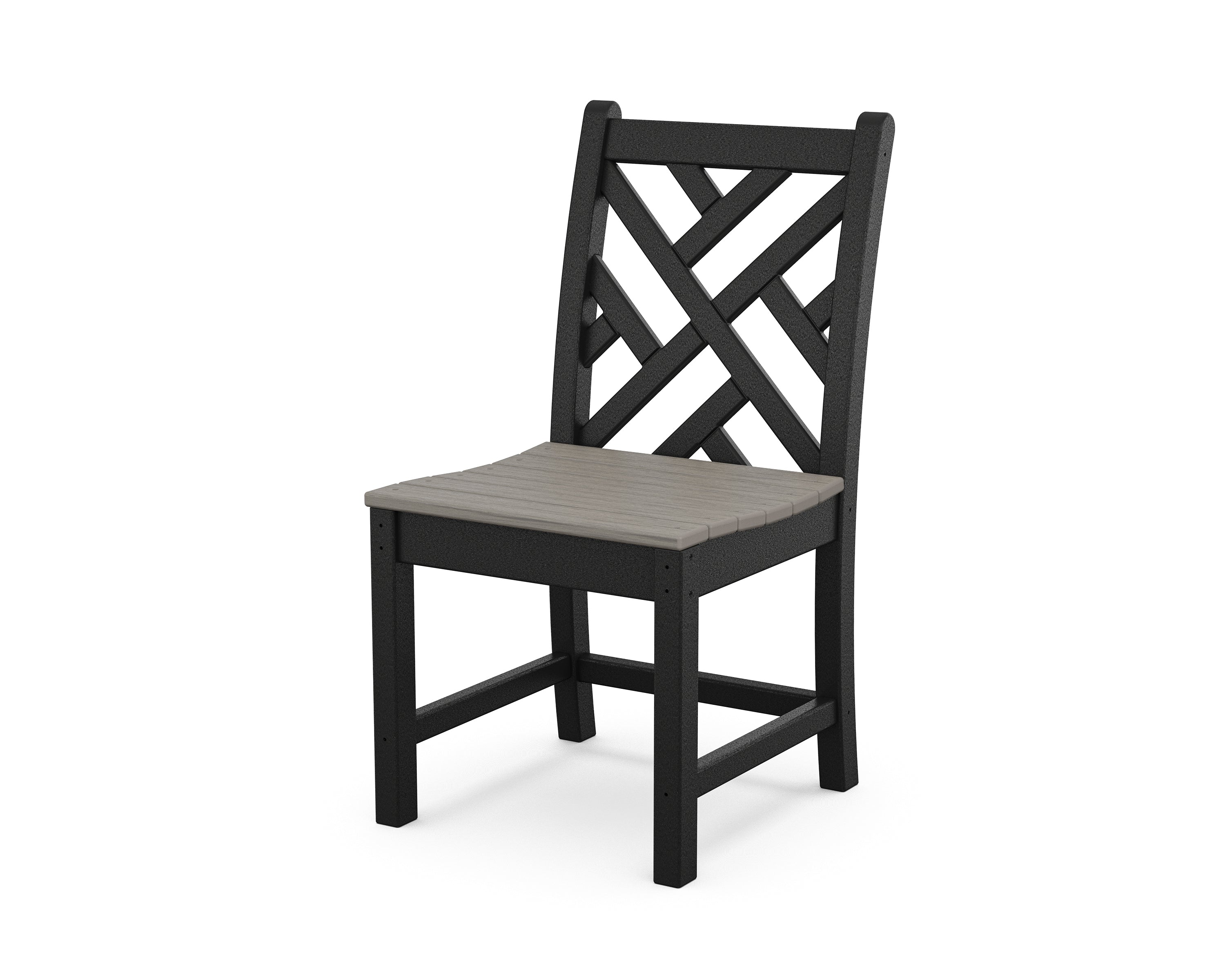 POLYWOOD® Chippendale Dining Side Chair in Black / Driftwood