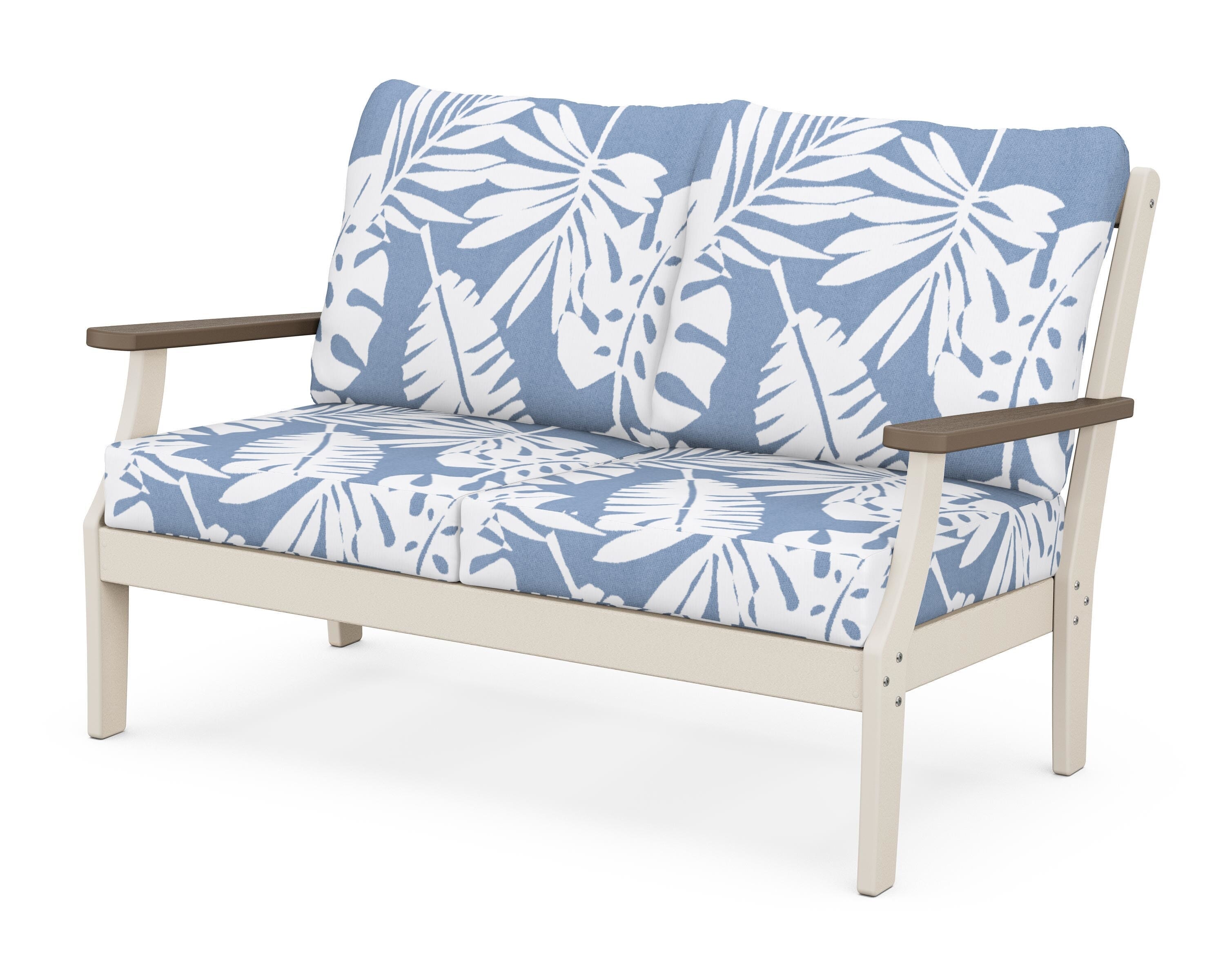 POLYWOOD® Braxton Deep Seating Loveseat in Sand / Kona / Leaf Sky Blue