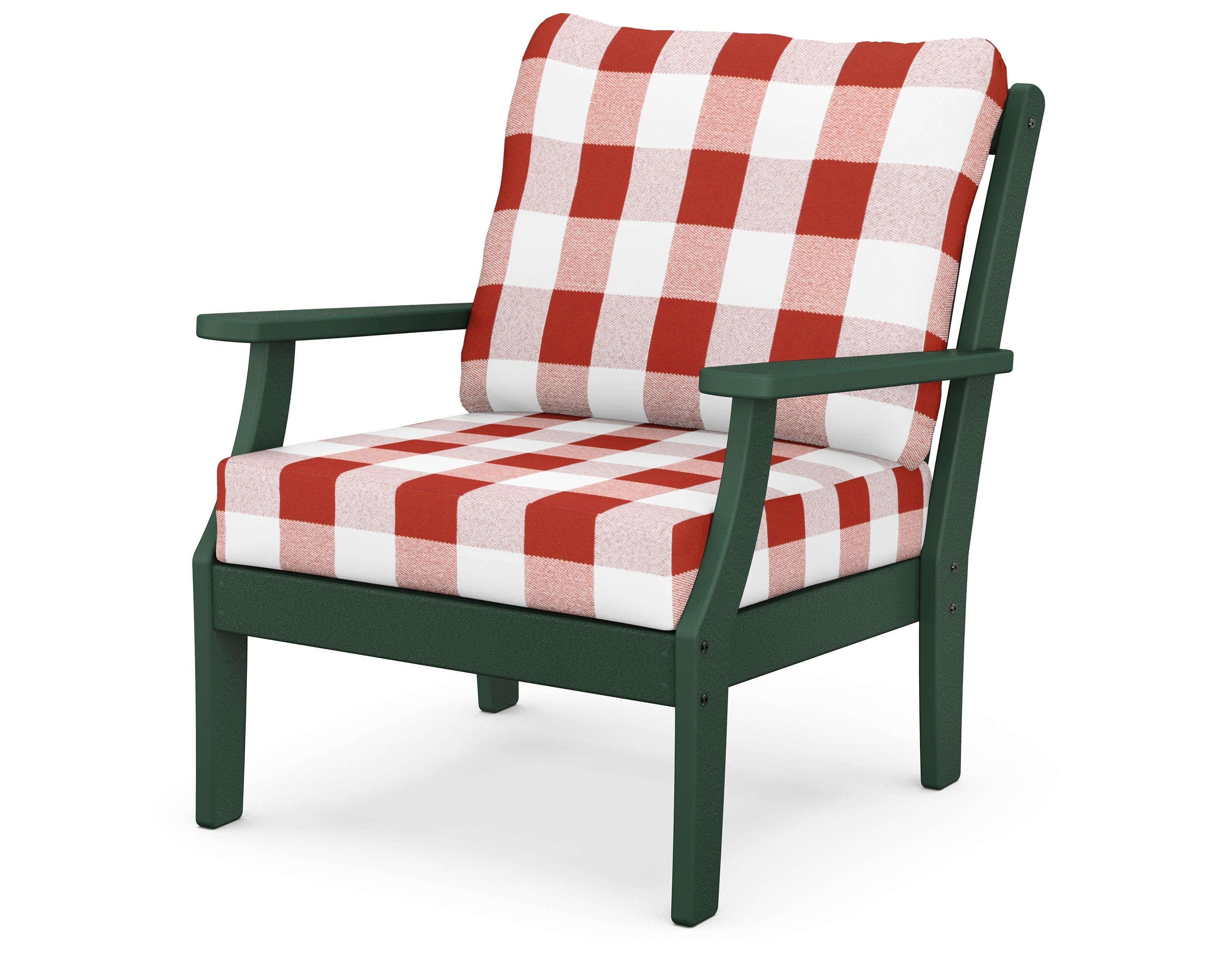 POLYWOOD® Braxton Deep Seating Chair in Green / Buffalo Plaid Crimson