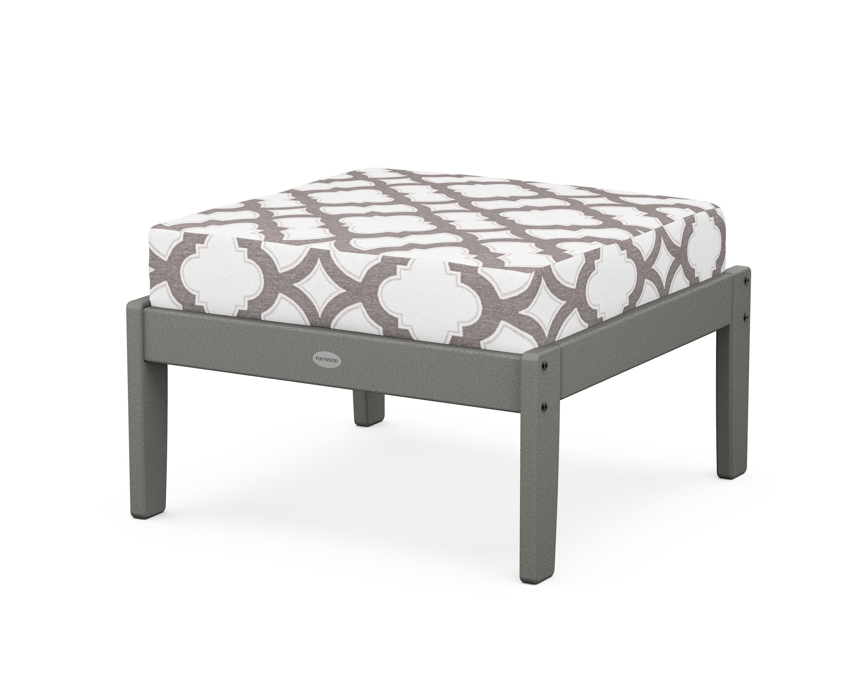 POLYWOOD® Braxton Deep Seating Ottoman in Slate Grey / Trellis Grey Mist