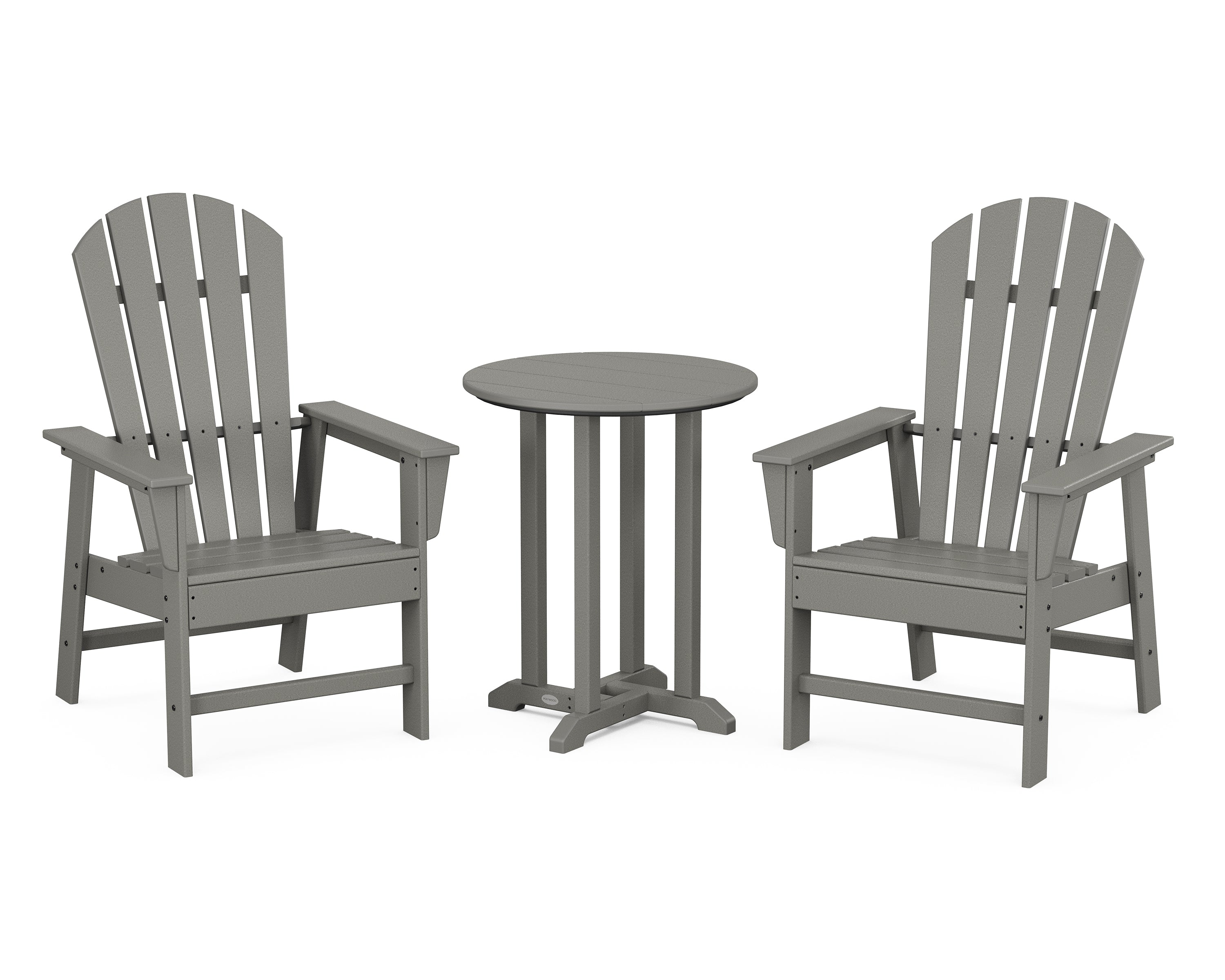 POLYWOOD® South Beach 3-Piece Round Farmhouse Bistro Dining Set in Slate Grey