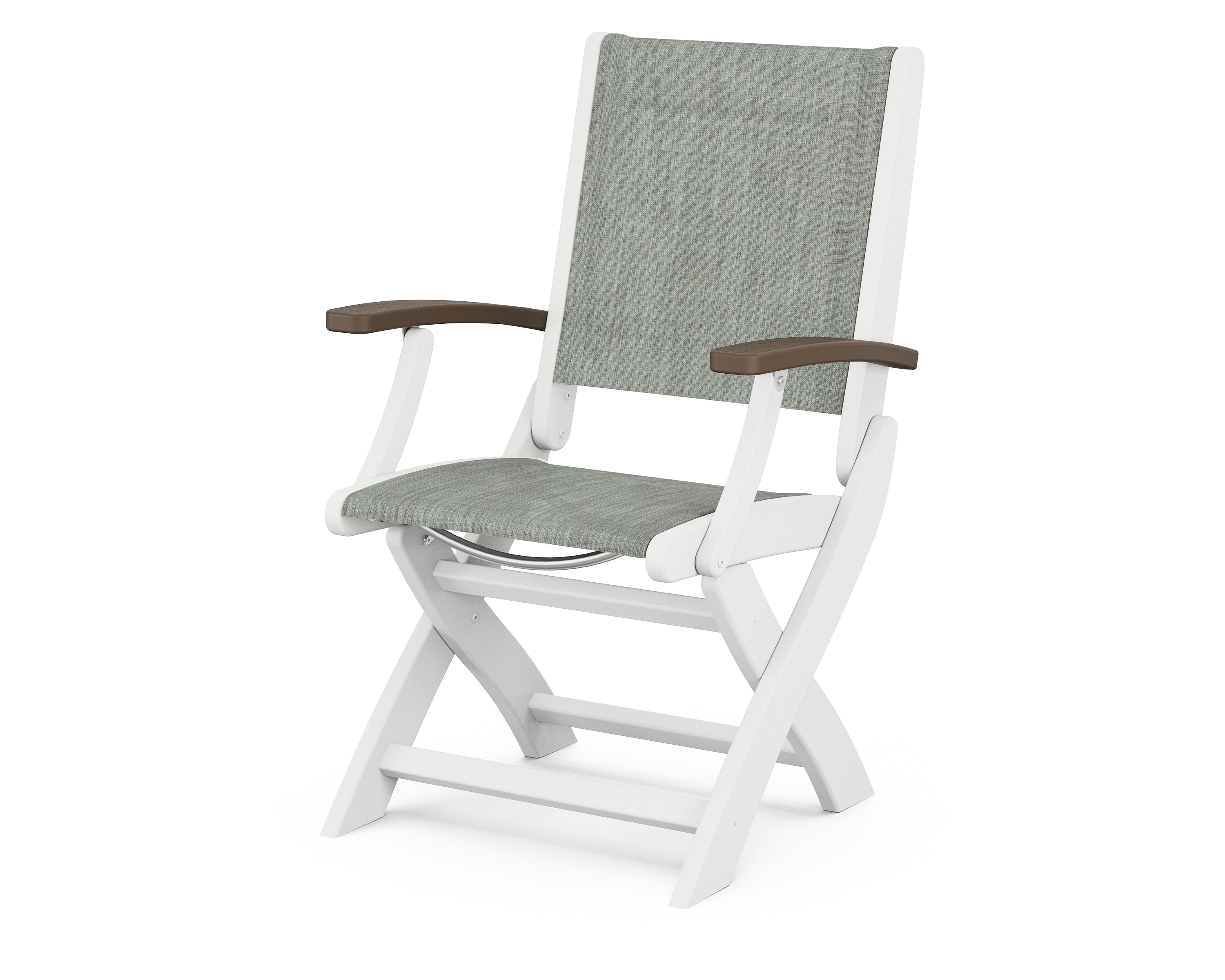 POLYWOOD® Coastal Folding Chair in White / Kona / Birch Sling