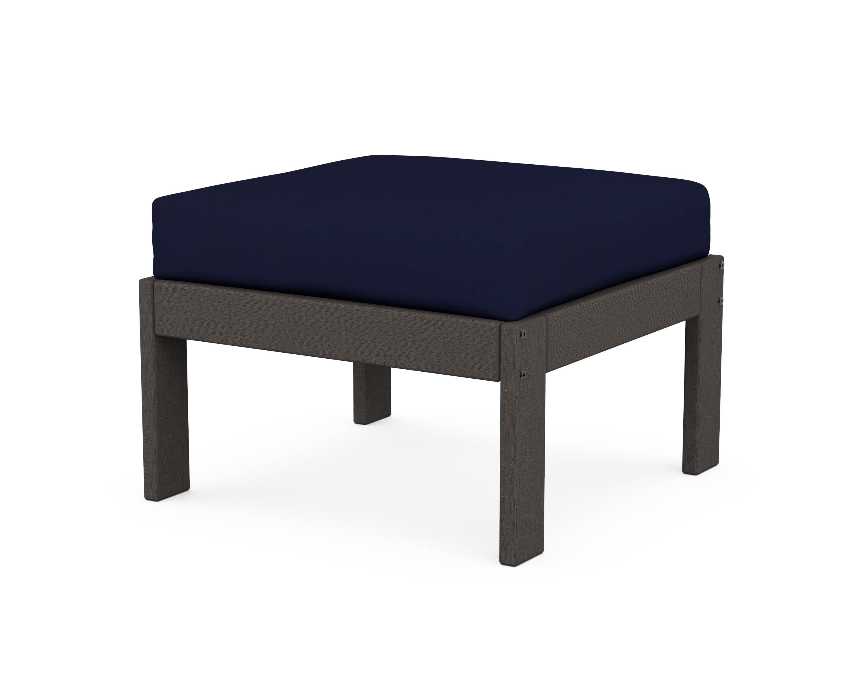 POLYWOOD® Vineyard Modular Ottoman in Vintage Coffee / Navy
