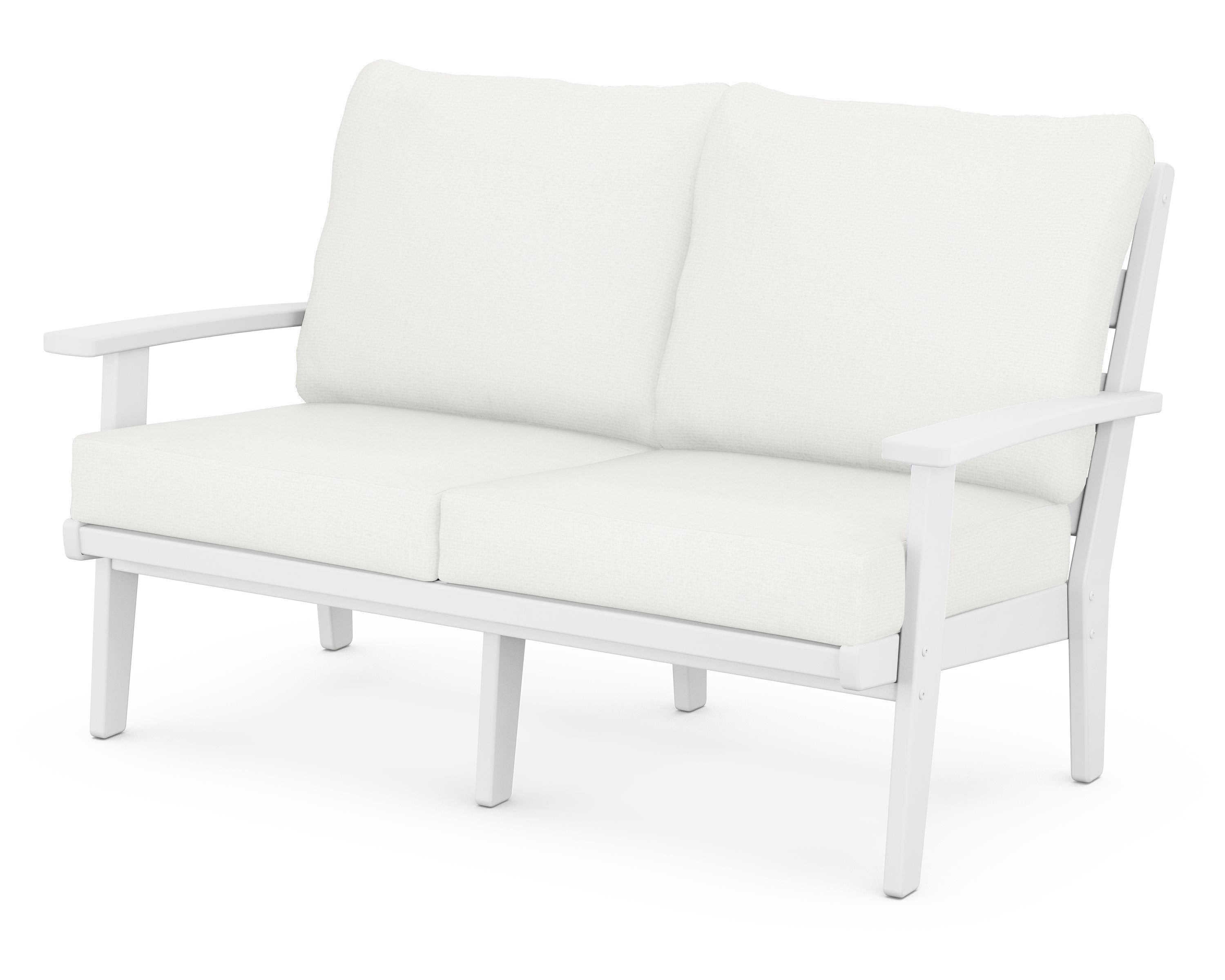 POLYWOOD® Grant Park Deep Seating Loveseat in White / Natural Linen