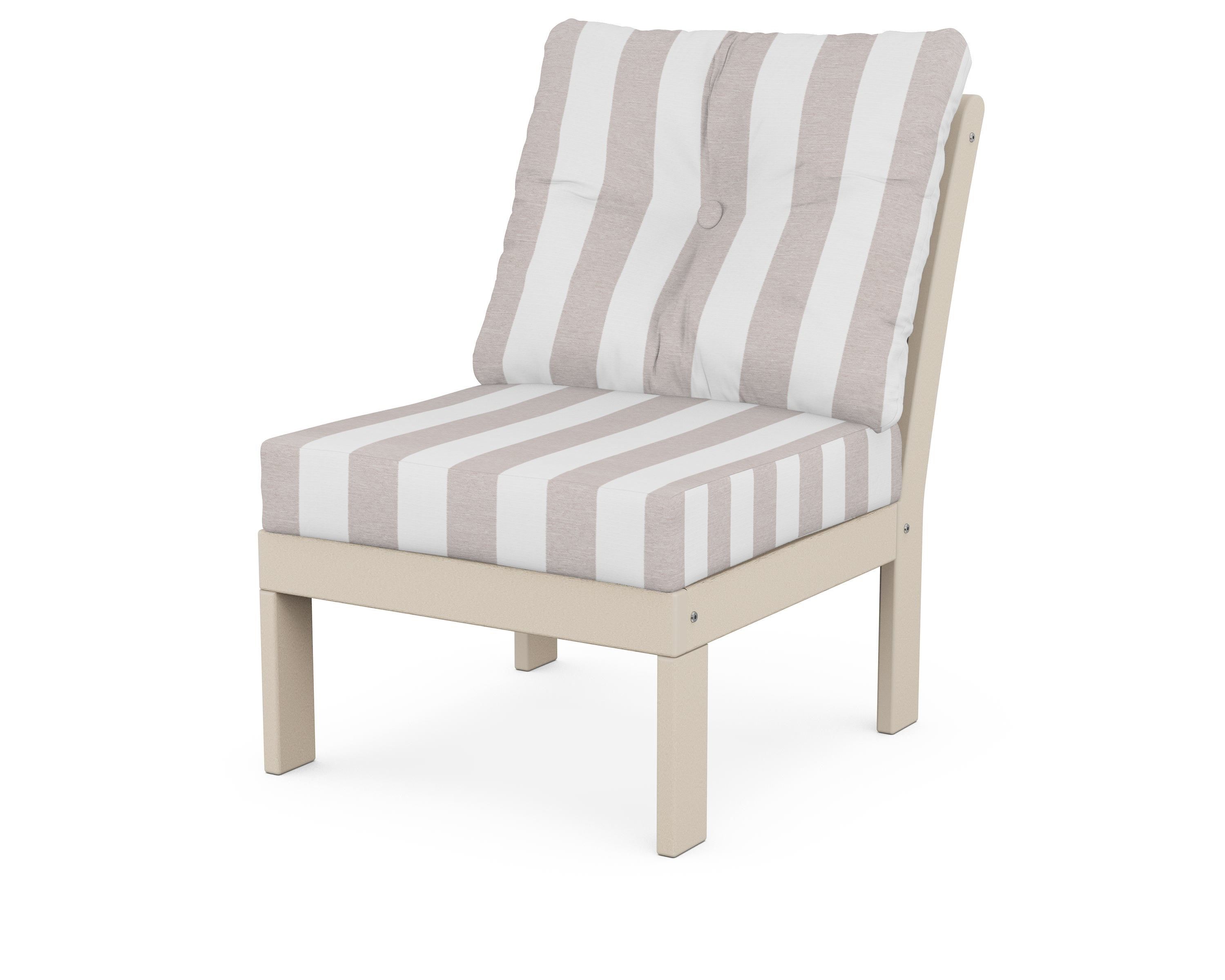 POLYWOOD® Vineyard Modular Armless Chair in Sand / Cabana Stripe Dune Burlap