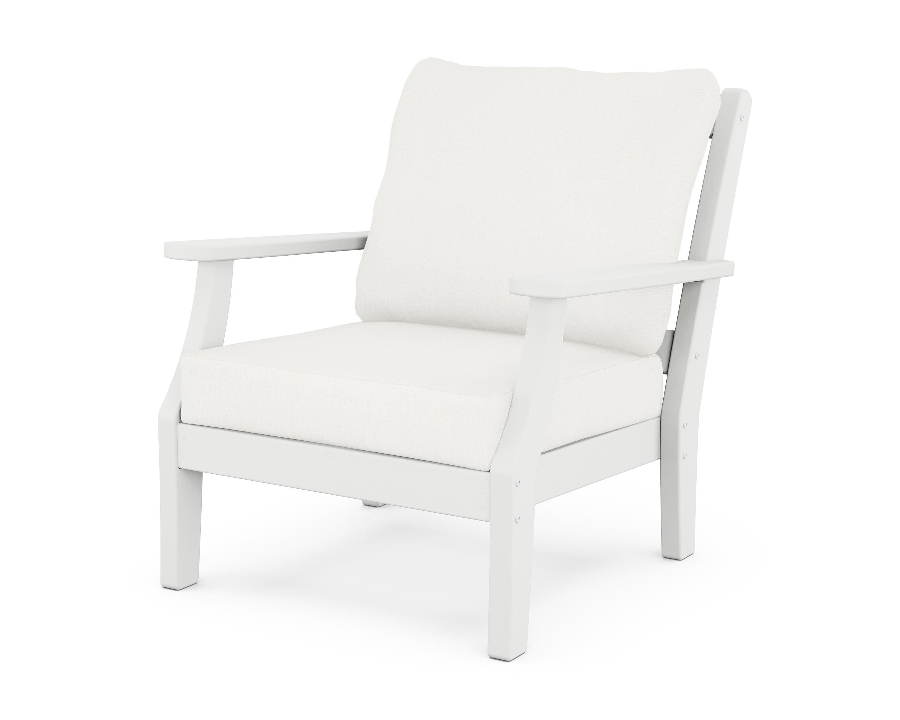 Martha Stewart by POLYWOOD® Chinoiserie Deep Seating Chair in White / Natural Linen