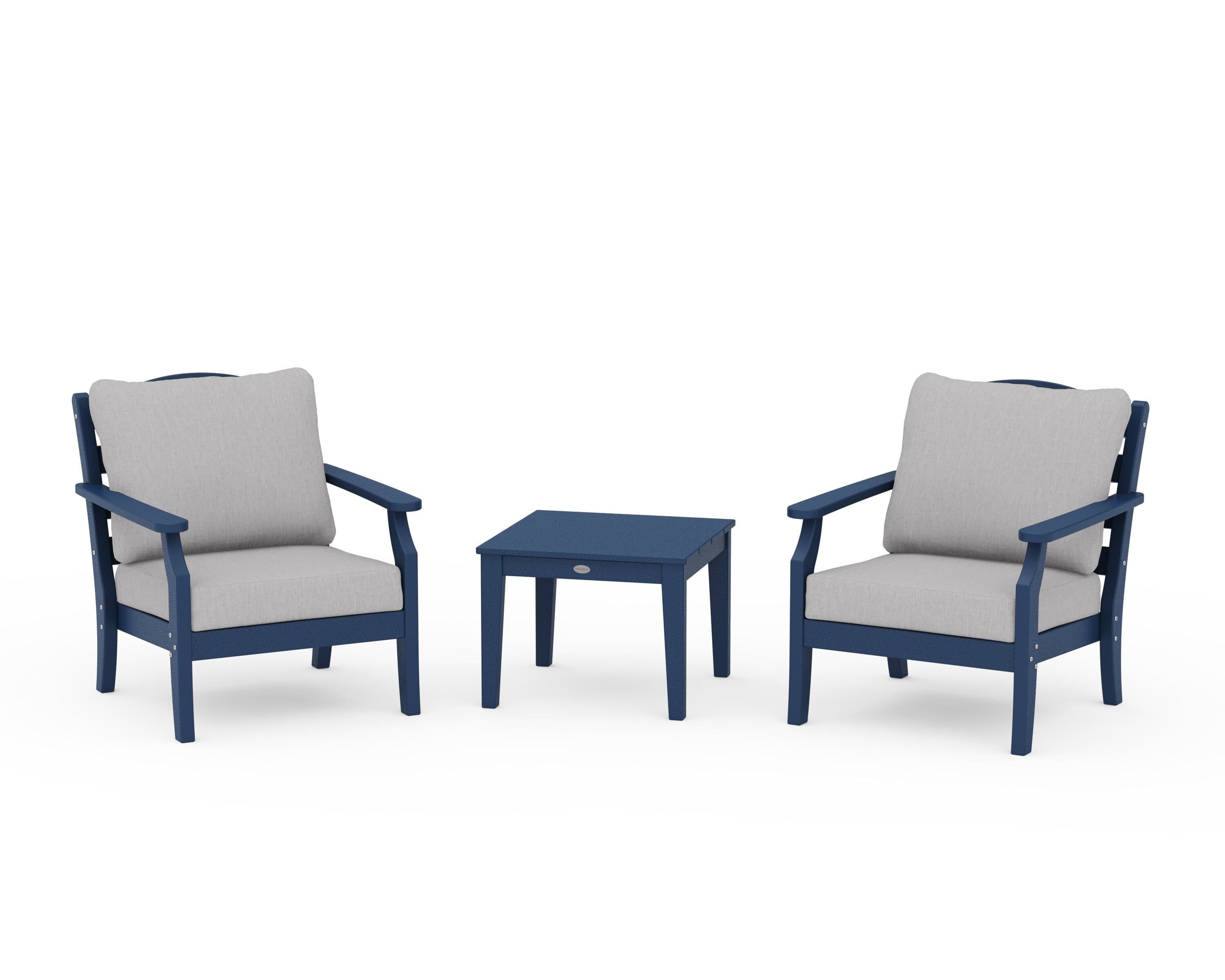 Draper James™ by POLYWOOD® Savannah 3-Piece Deep Seating Set in Navy / Granite
