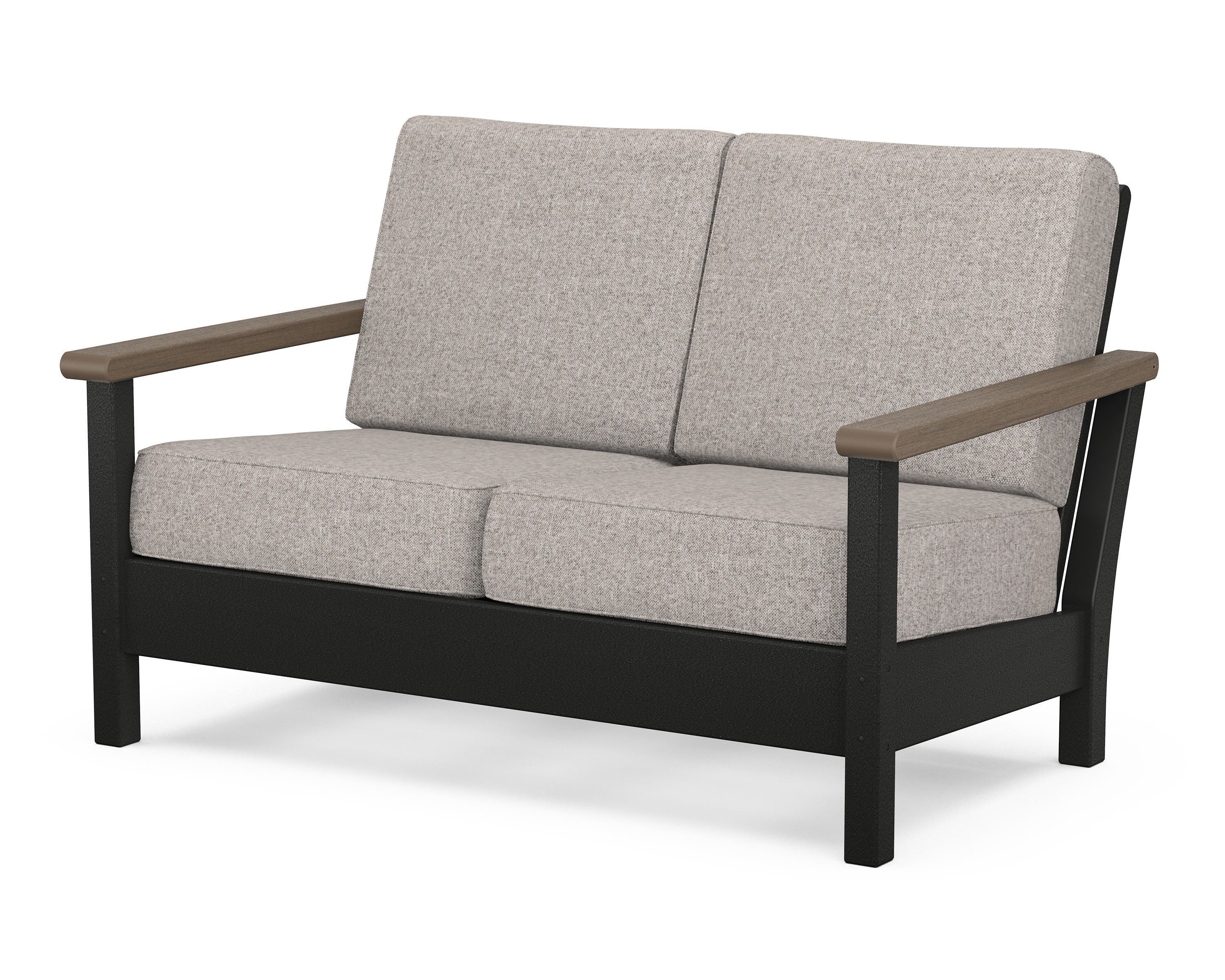 POLYWOOD® Harbour Deep Seating Loveseat in Black / Kona / Weathered Tweed