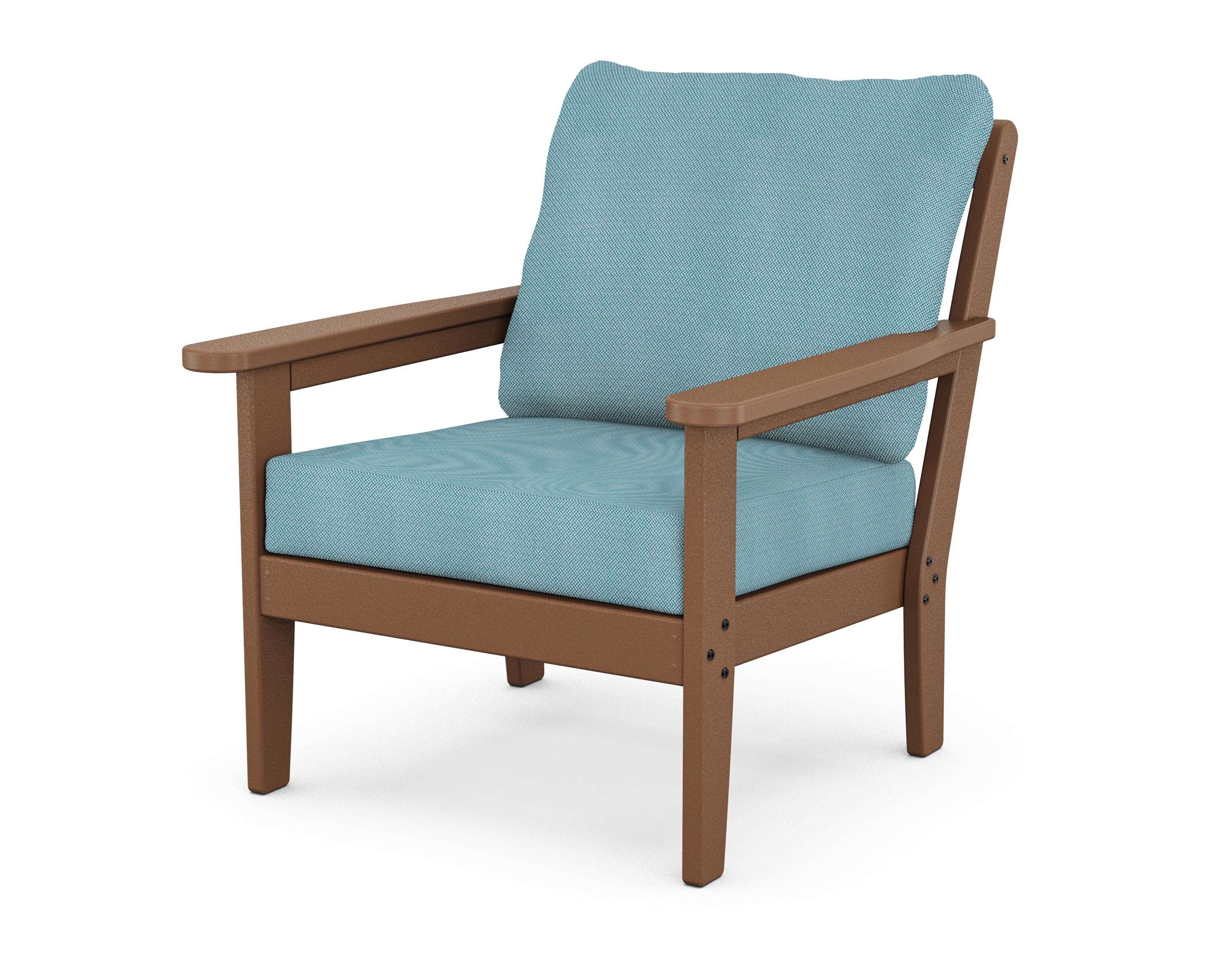 Country Living Cottage Deep Seating Chair in Teak / Lattice Sky Blue