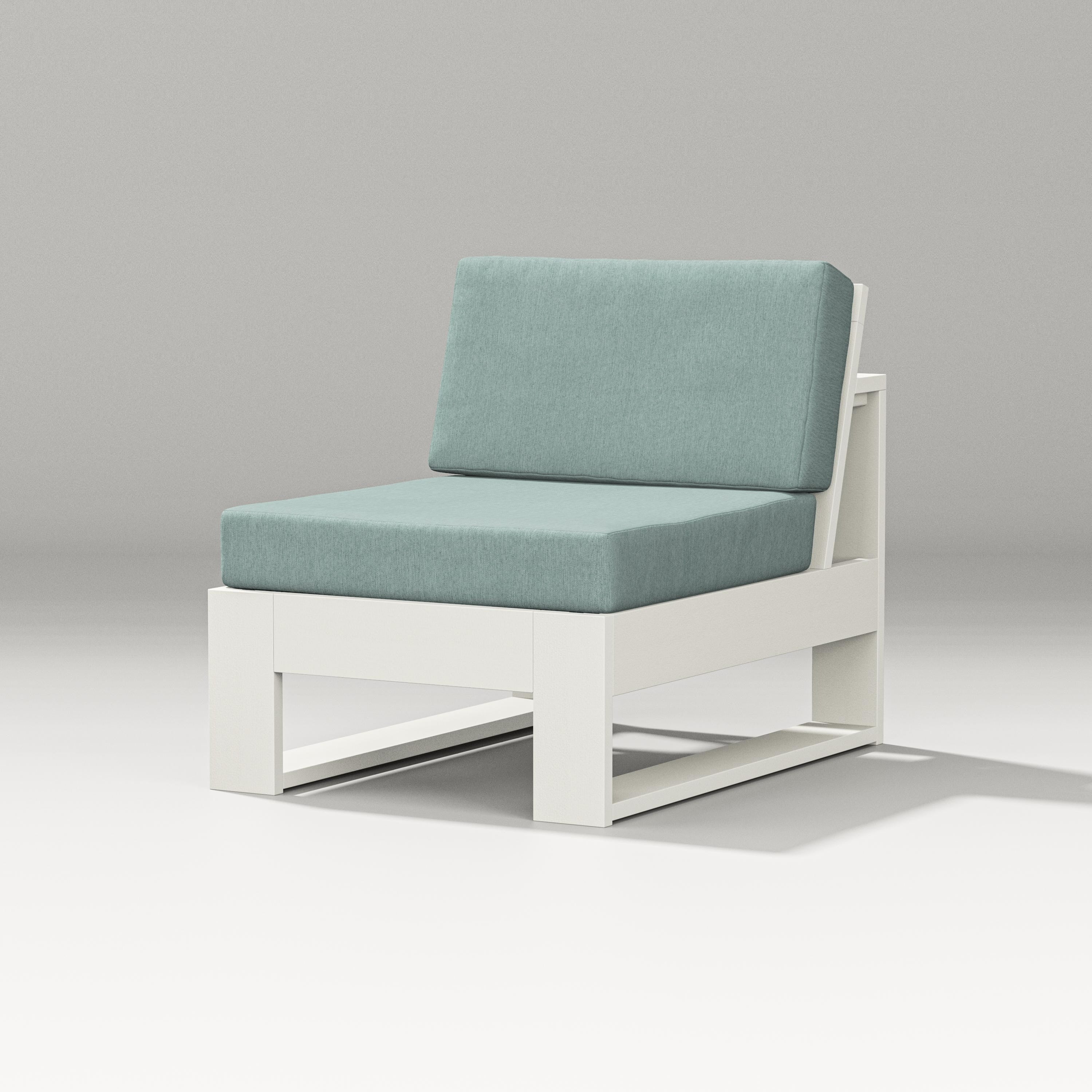 PW Designer Series Latitude Modular Armless Chair in Vintage White / Glacier Spa