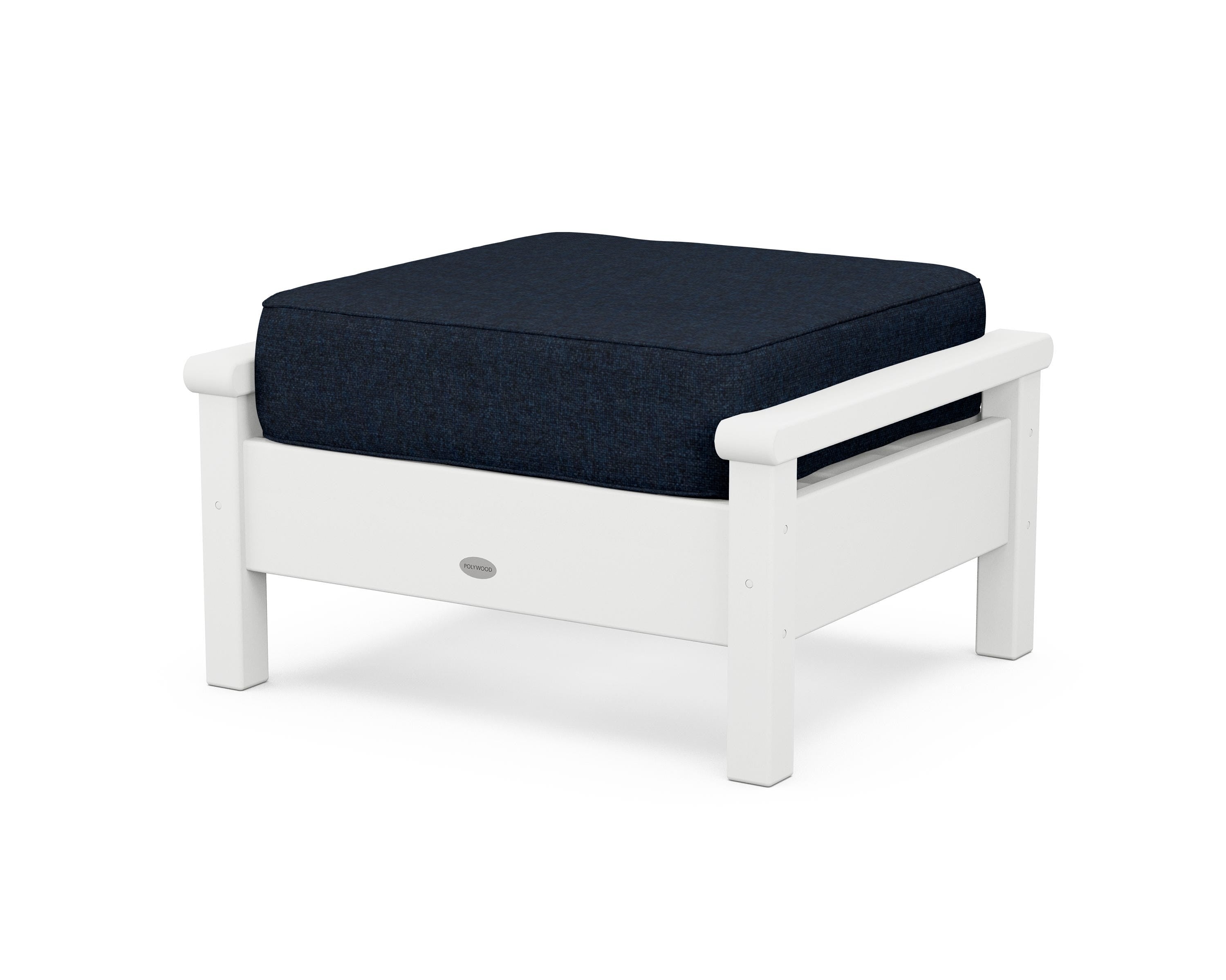 POLYWOOD® Harbour Deep Seating Ottoman in White / Marine Indigo
