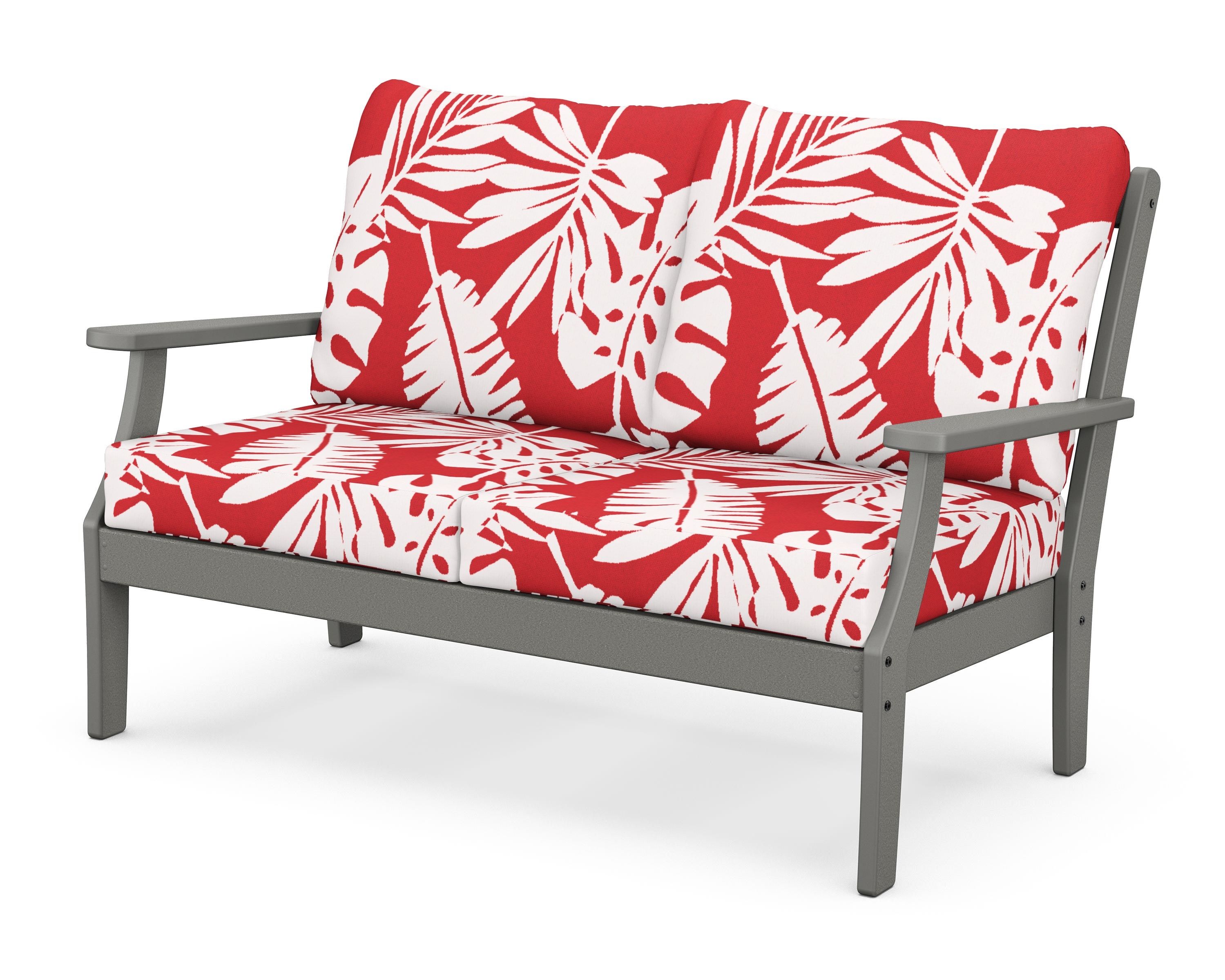 POLYWOOD® Braxton Deep Seating Loveseat in Slate Grey / Leaf Crimson