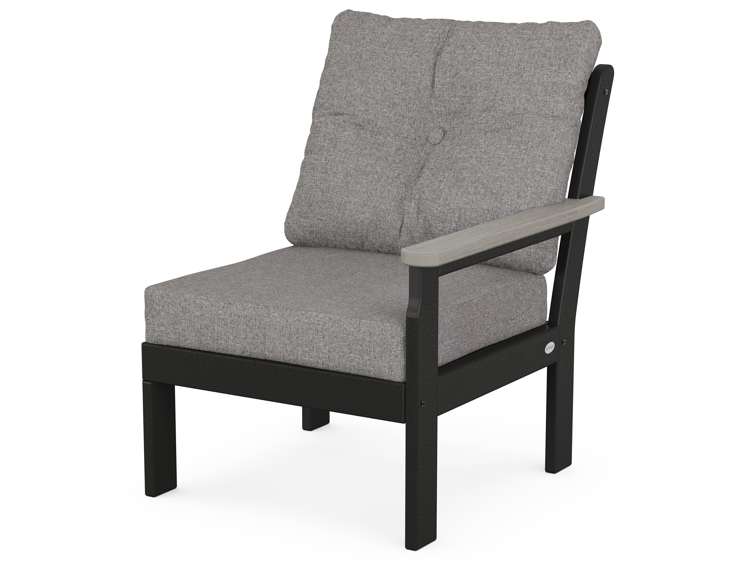 POLYWOOD® Vineyard Modular Right Arm Chair in Black / Driftwood / Grey Mist