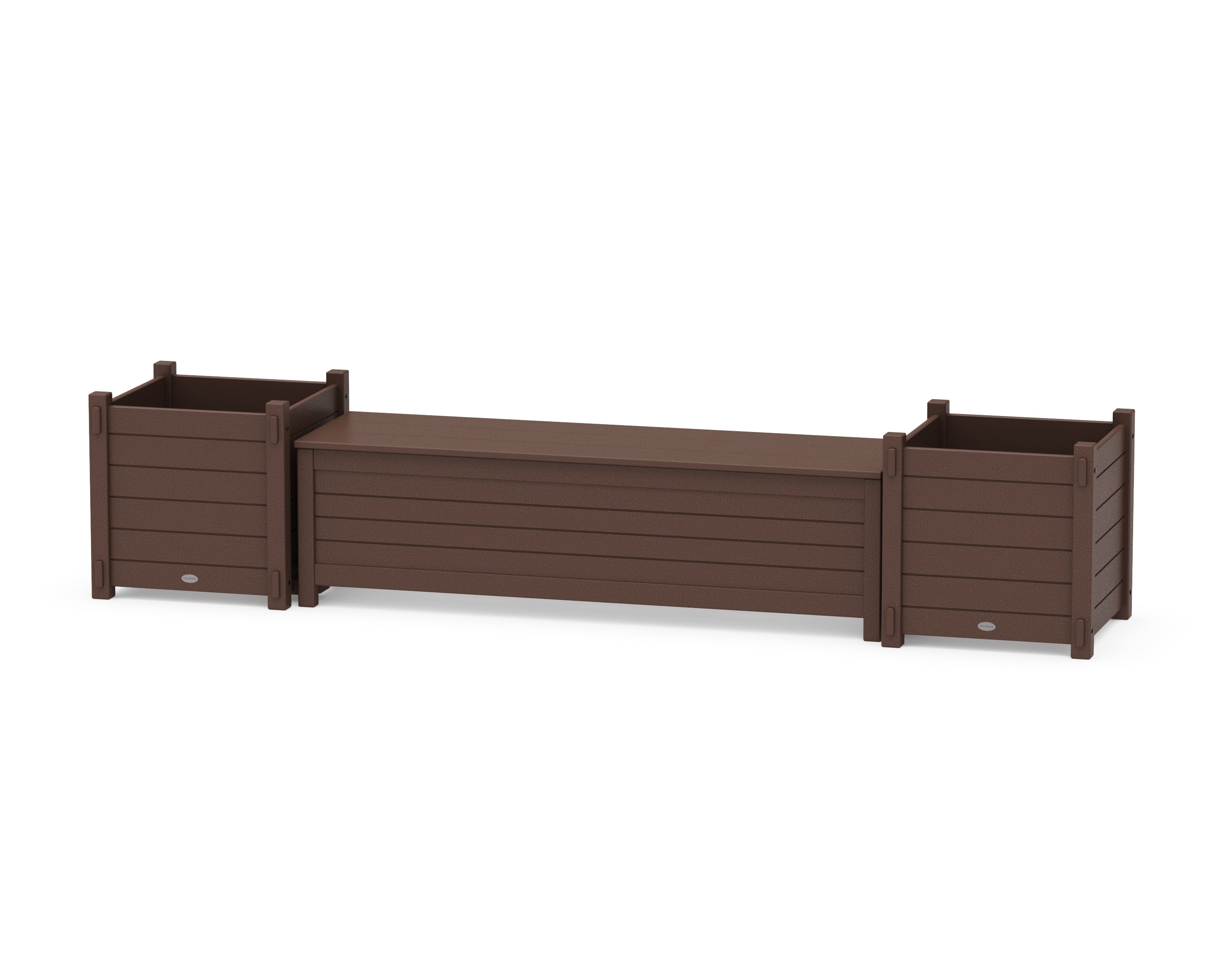 POLYWOOD® 60" Nautical Straight Planter Storage Bench Set- Large in Mahogany