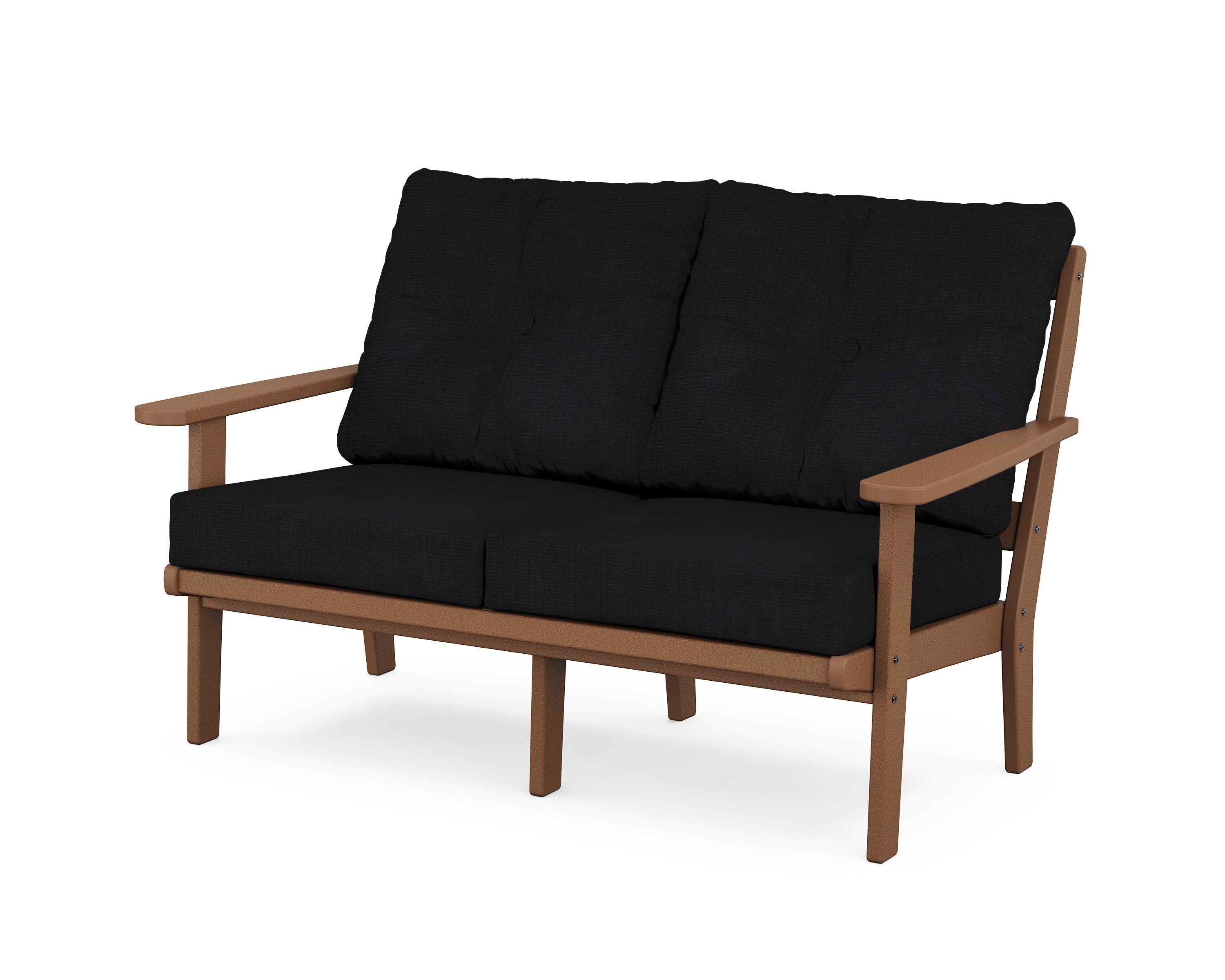 POLYWOOD® Mission Deep Seating Loveseat in Teak / Midnight Linen
