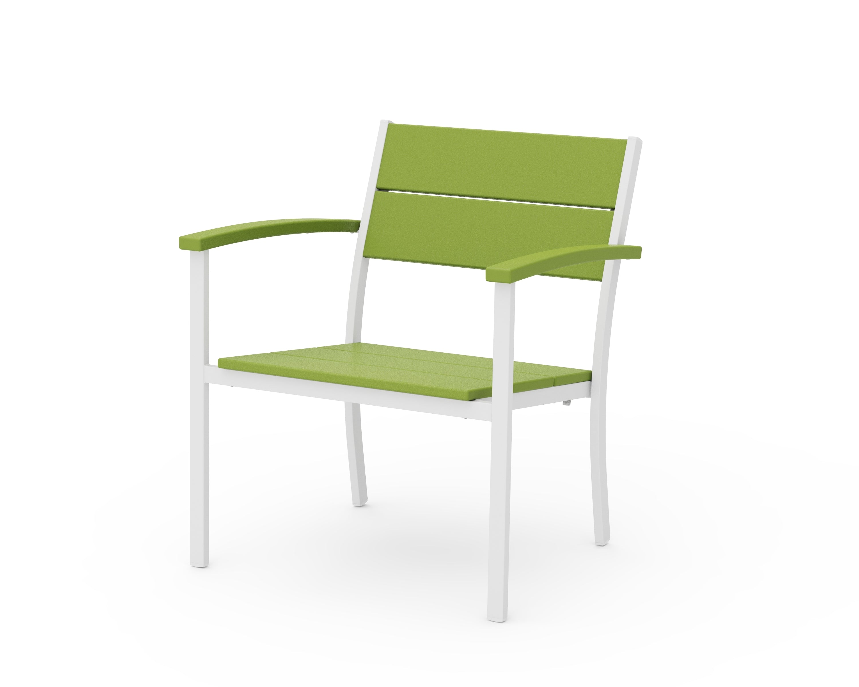 POLYWOOD® Main Street Stacking Lounge Arm Chair in White / Lime