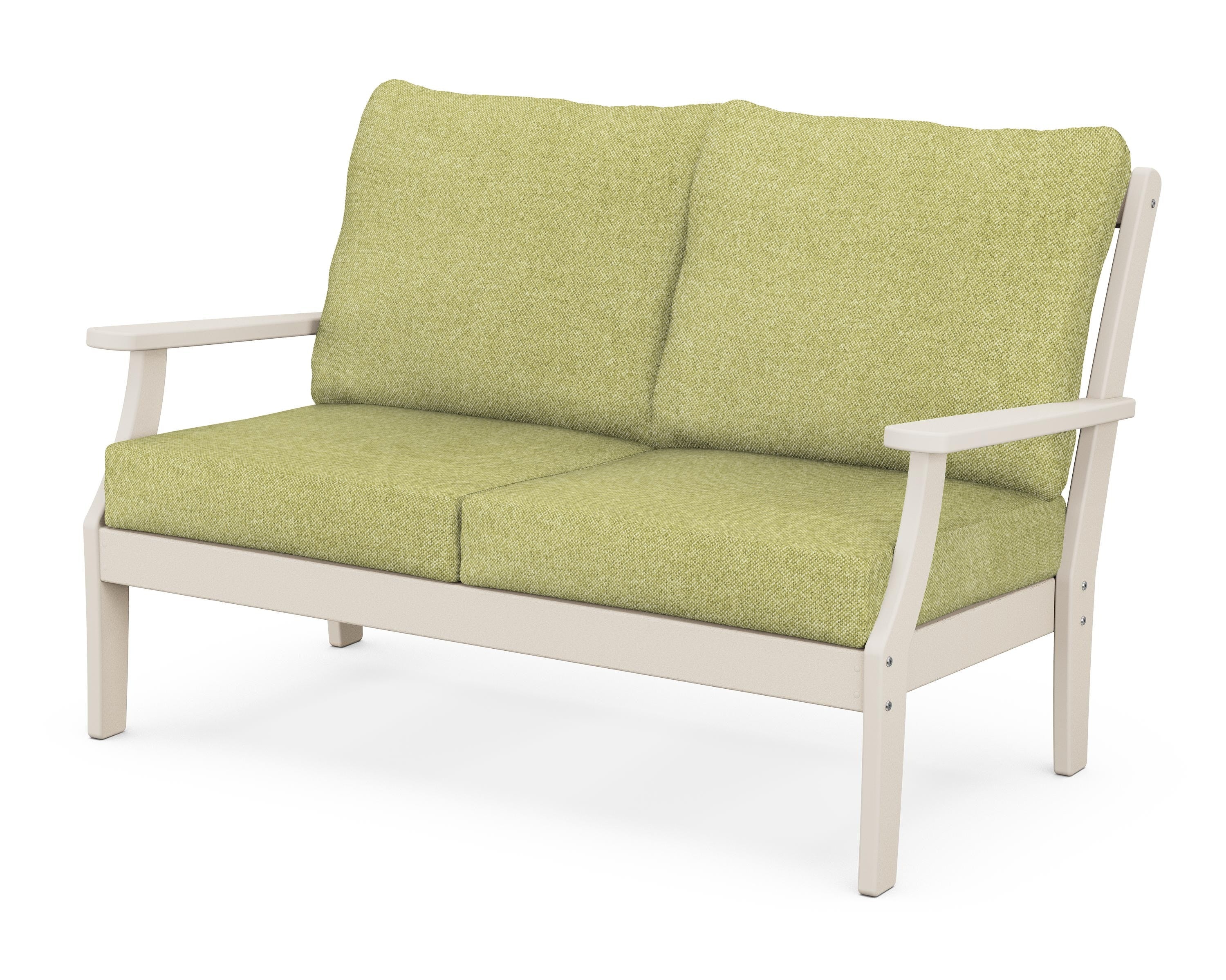 POLYWOOD® Braxton Deep Seating Loveseat in Sand / Chartreuse Boucle
