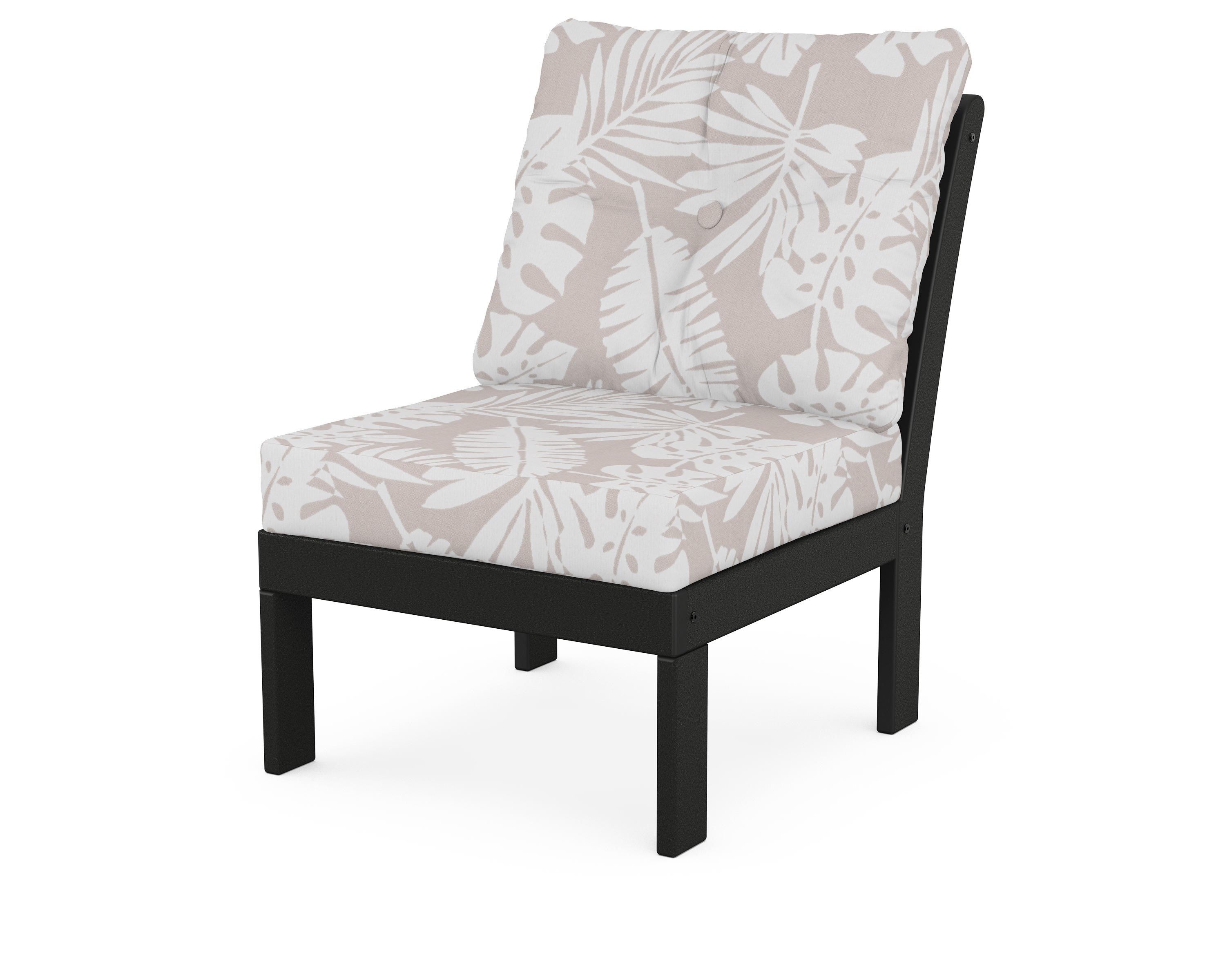 POLYWOOD® Vineyard Modular Armless Chair in Black / Leaf Dune Burlap