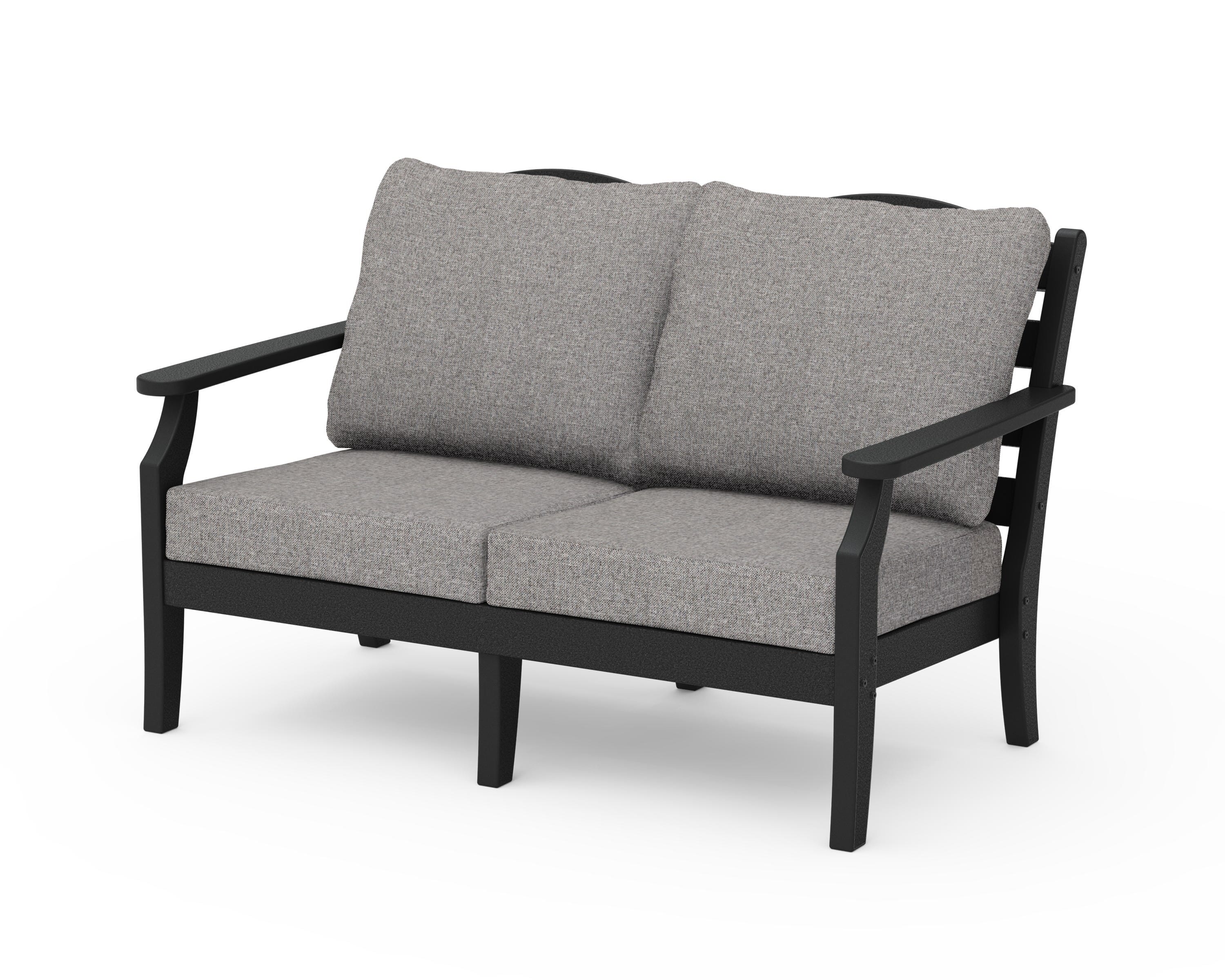 Draper James™ by POLYWOOD® Savannah Deep Seating Loveseat in Black / Grey Mist