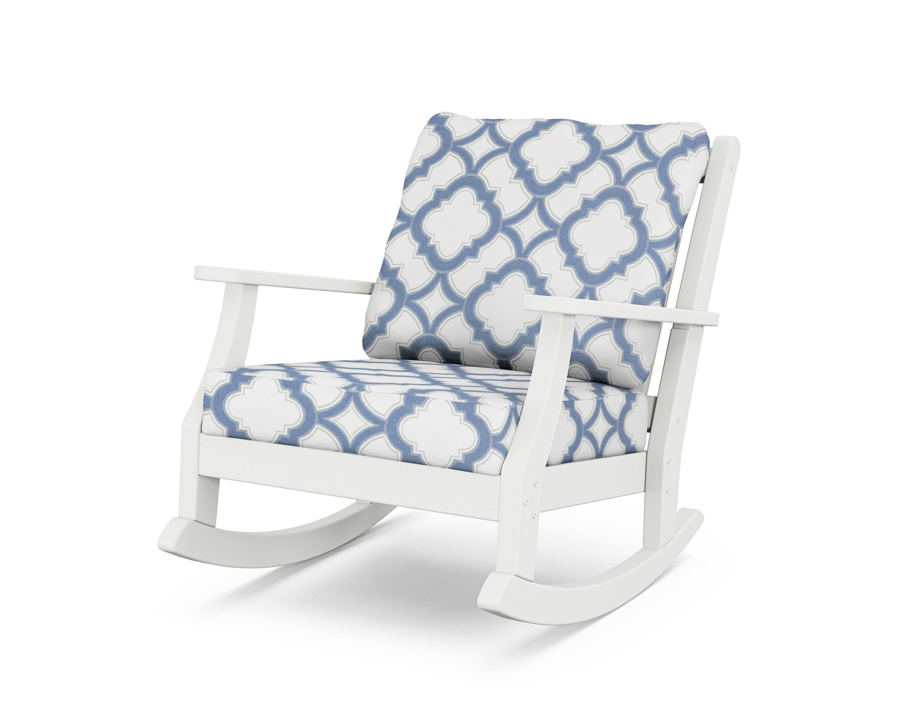 Country Living Wovendale Deep Seating Rocking Chair in White / Trellis Sky Blue