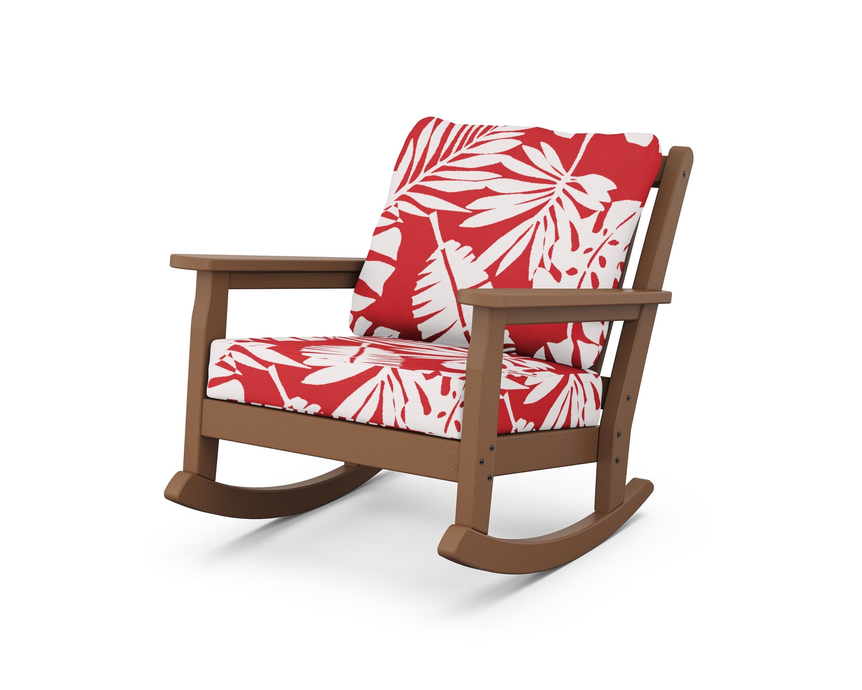 POLYWOOD® Chippendale Deep Seating Rocking Chair in Teak / Leaf Crimson